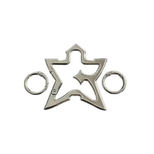 Jewelry Silver Star Shaped Metal Carabiner Keychain Accessory Size ONE SIZE - 5 Thumbnail