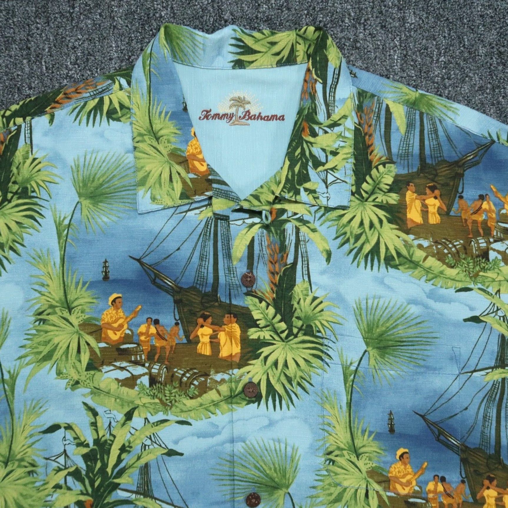 Tommy Bahama Tommy Bahama Shirt Men Medium Blue Green Silk Island Hawaiian Short Sleeve Mens Size US M / EU 48-50 / 2 - 2 Thumbnail