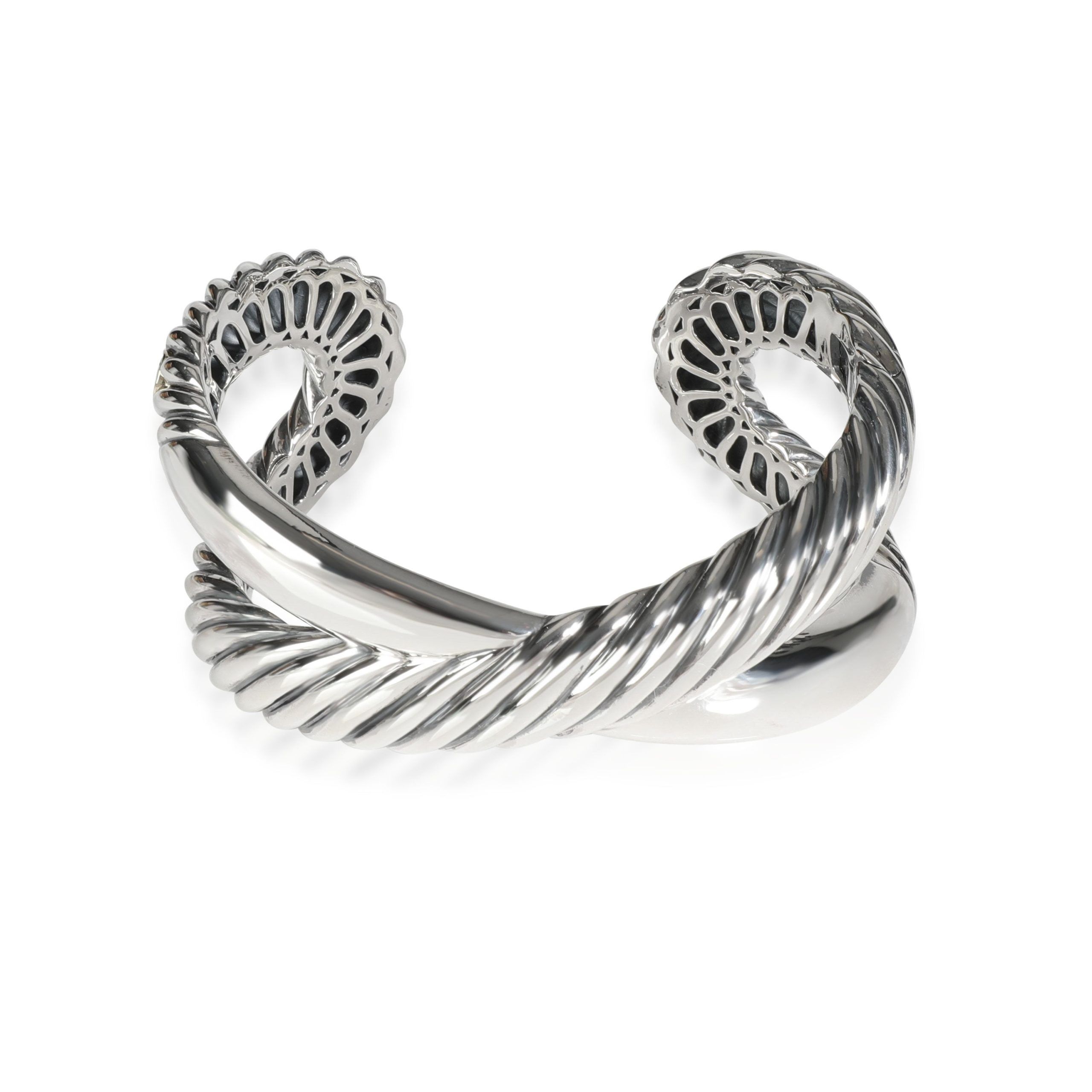 image of David Yurman Cable Crossover Hinged X Bangle In 18K Yellow Gold/sterling Silver, Women's