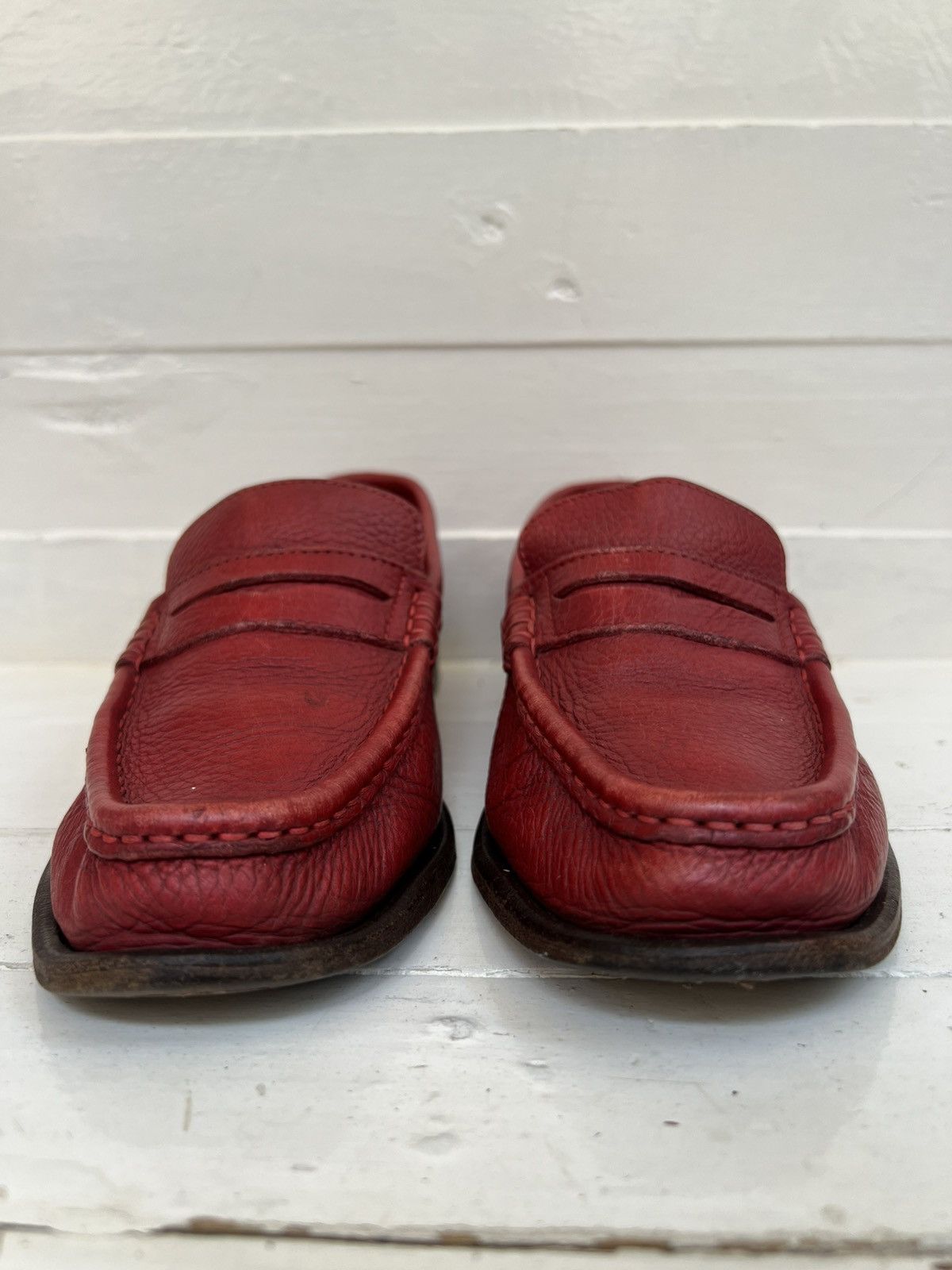 Paraboot Paraboot Veritable Mocassin Red Leather Boat Shoe Size US 7 / IT 37 - 5 Thumbnail