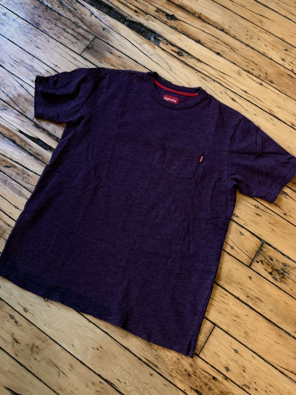 Supreme Purple Burg Heather Supreme Pocket Tee Size US XL / EU 56 / 4 - 6 Thumbnail