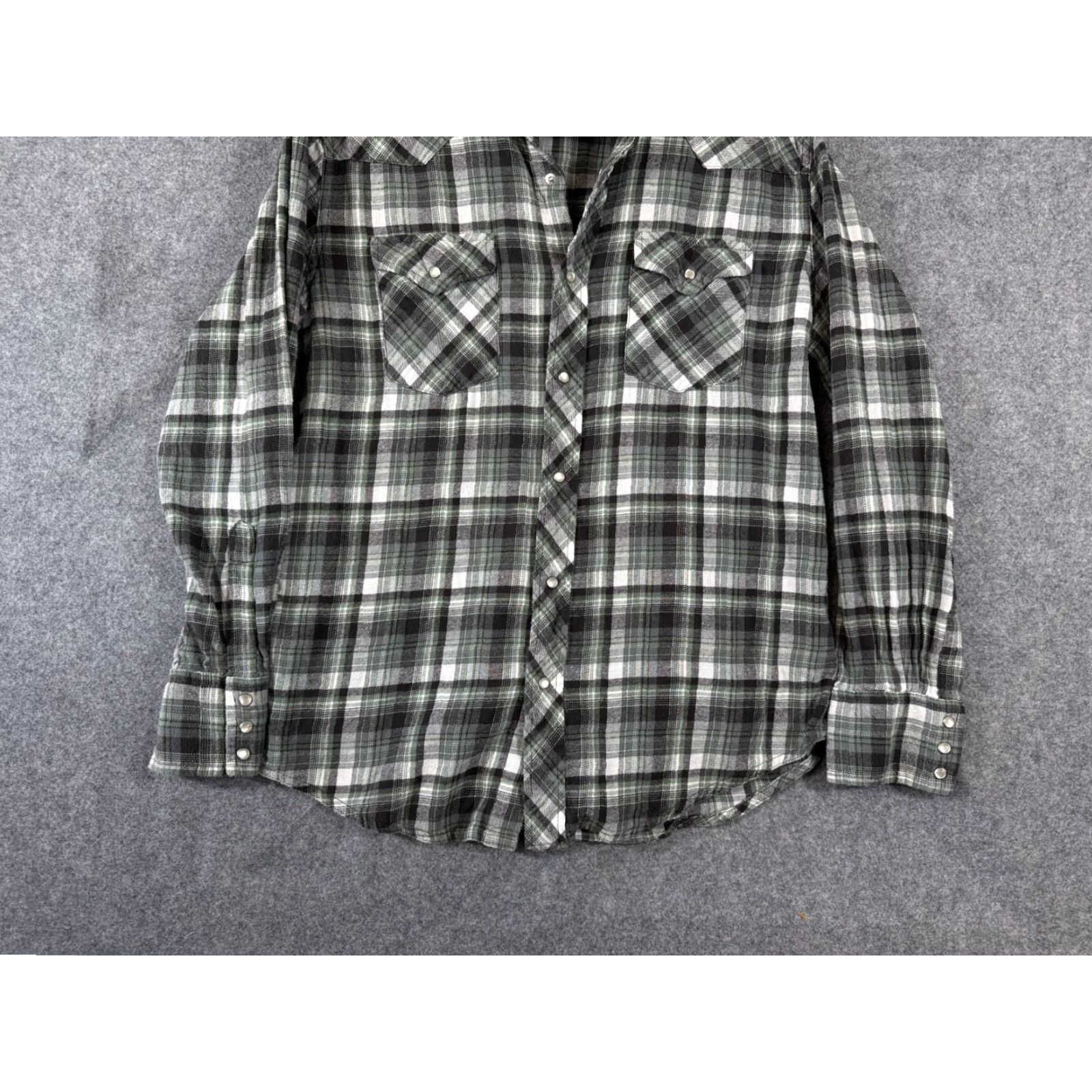 Wrangler VINTAGE Wrangler Wrancher Shirt Mens L Green Flannel Plaid Pearl Snap Pockets Western Size US L / EU 52-54 / 3 - 4 Thumbnail