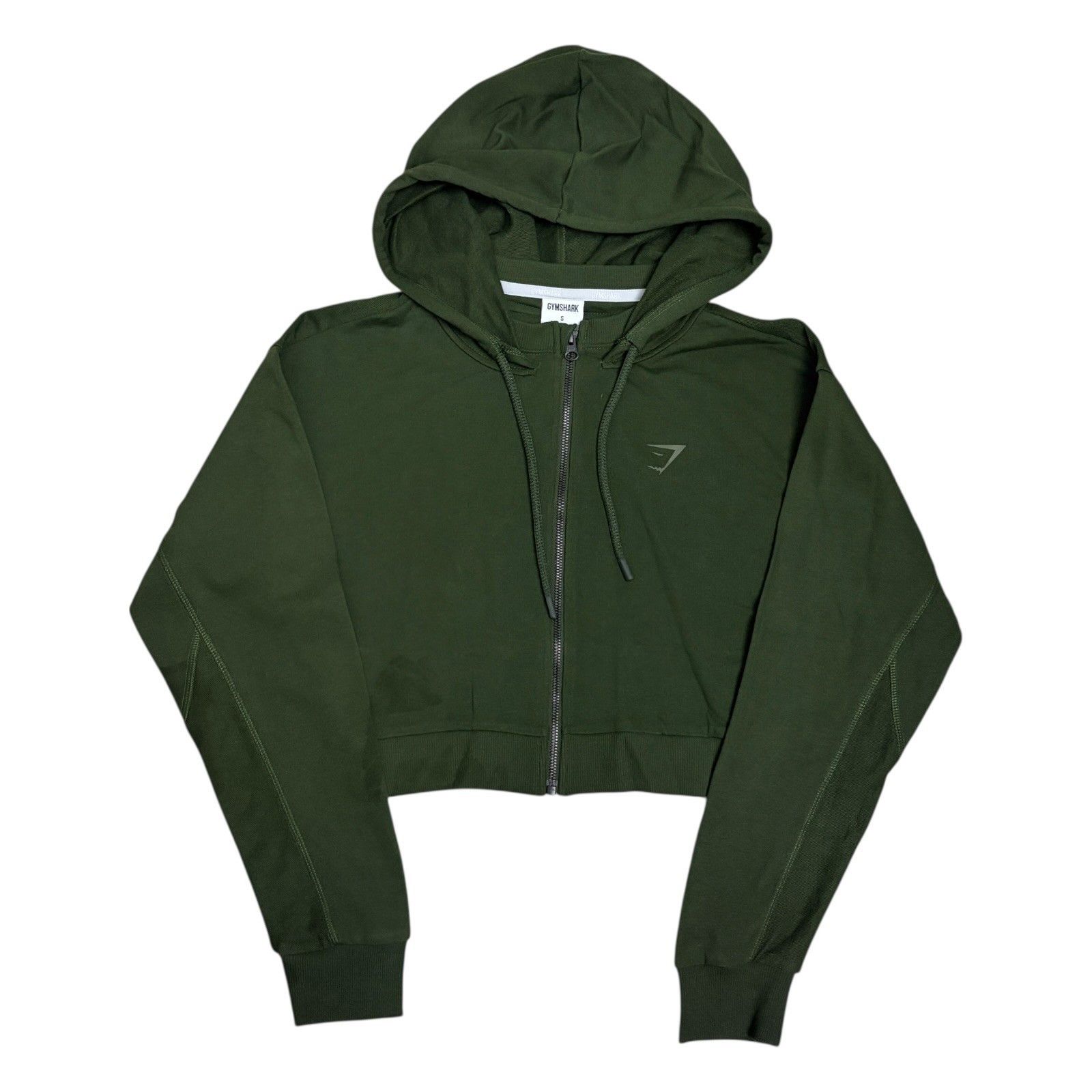 Gymshark GYMSHARK Cropped Green Gym Full Zip Hoodie Sweater Small Size S / US 4 / IT 40 - 1 Thumbnail
