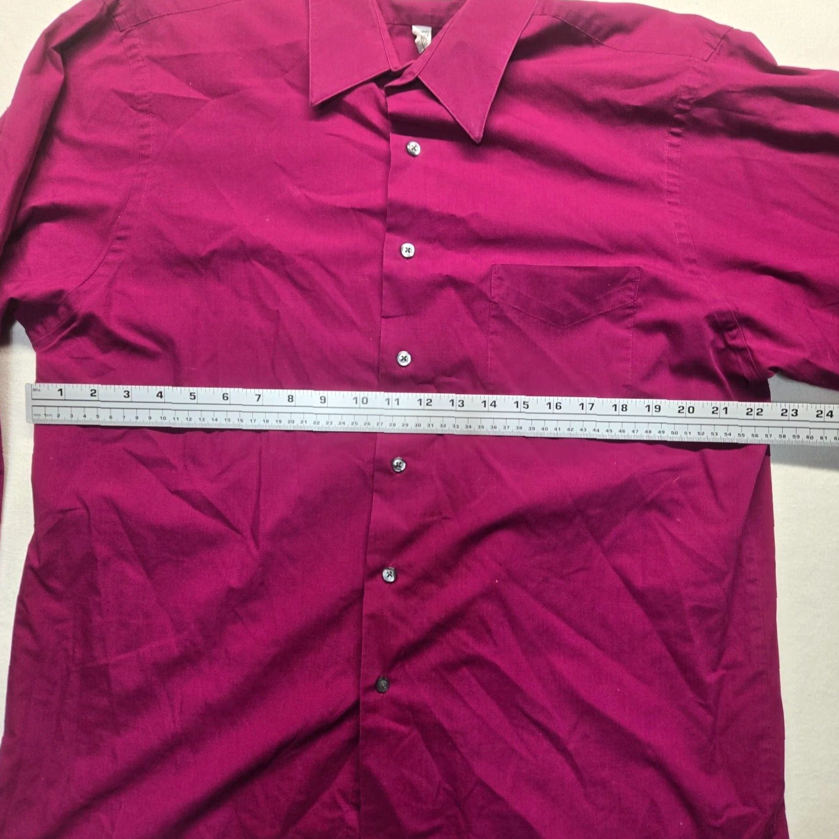 Van Heusen VINTAGE Van Heusen Dress Shirt Purple 17 Regular Adult Men Wrinkle Resistant Solid Long Sleeve Button Collar Shirt Size 46R - 4 Thumbnail