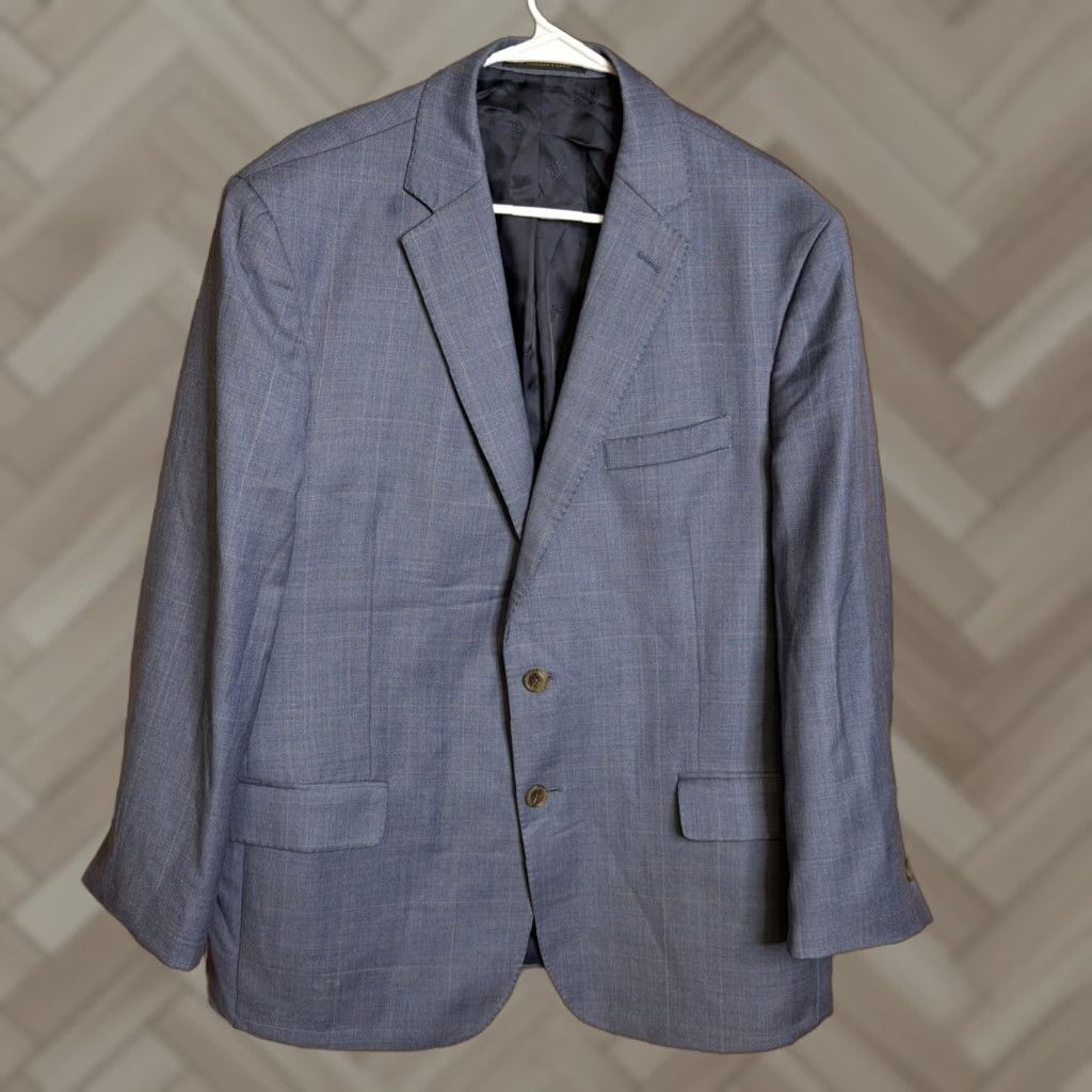 Jos. A. Bank Jos A Bank Reserve Mens Striped Blazer Blue 44R 100% Wool Sustaina Wool Size 44R - 1 Thumbnail