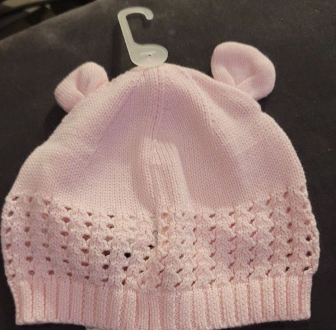 Gap NWT Baby GAP Pink Crochet Hat Ears Size Up To 6 Months Size ONE SIZE - 2 Thumbnail