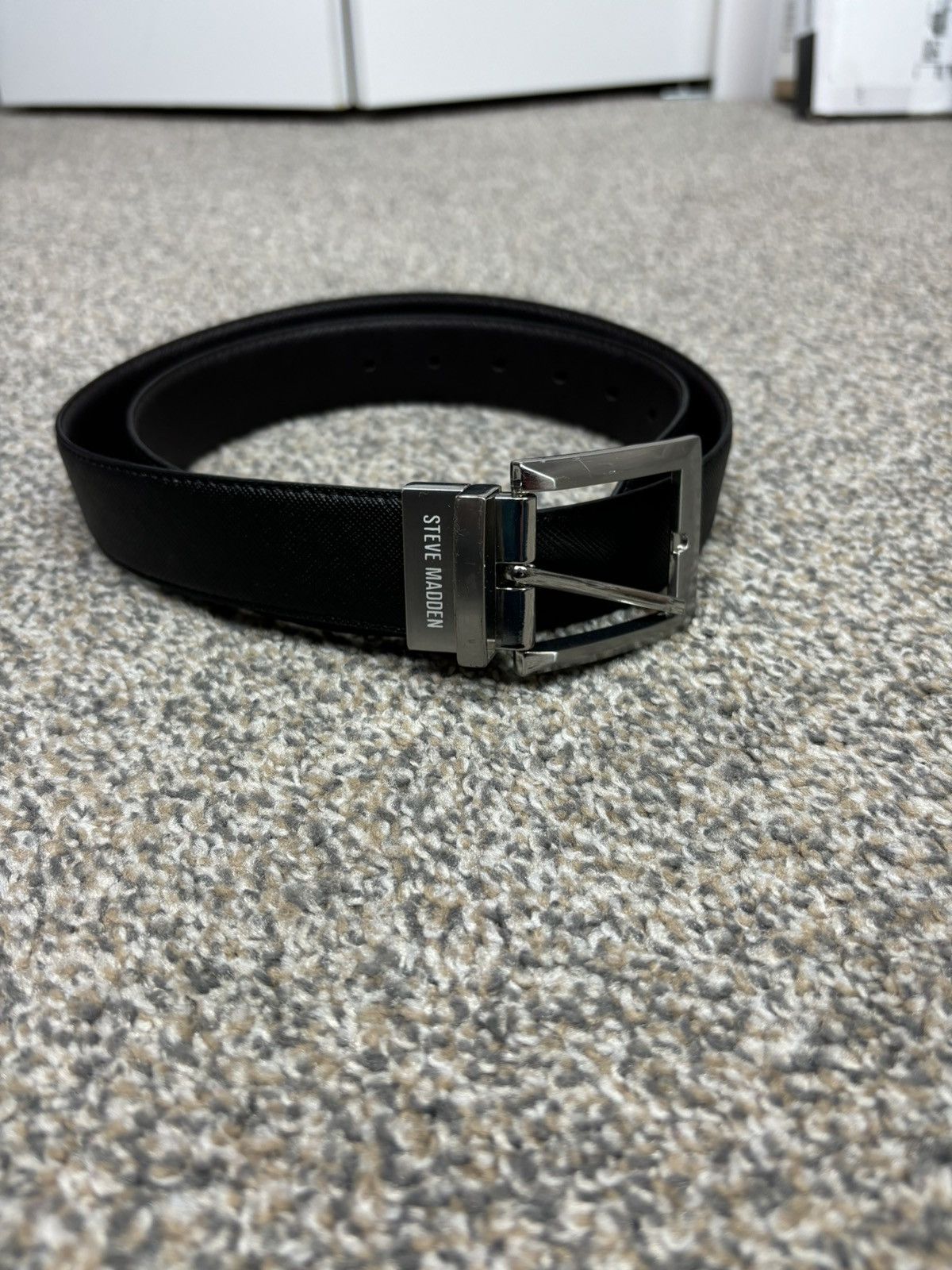 Steve Madden Black steve madden belt silver buckle 36” waist Size 36 - 1 Thumbnail