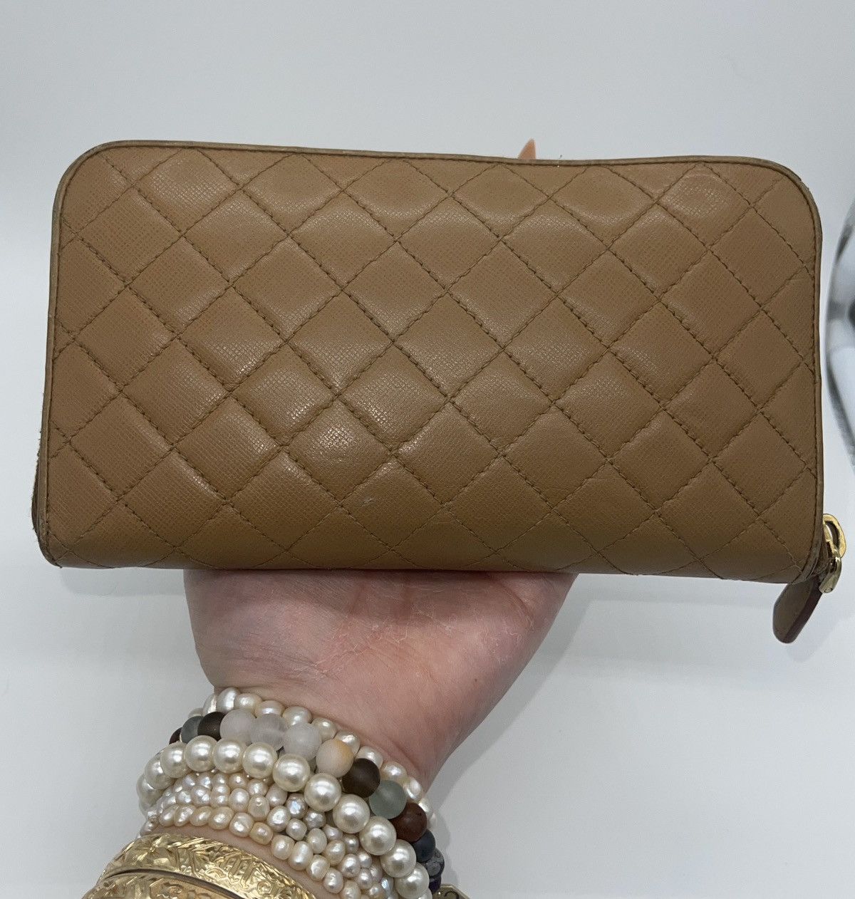 Prada Rare Prada Quilted Diamond Stitch Leather Wallet Camel Size ONE SIZE - 3 Thumbnail