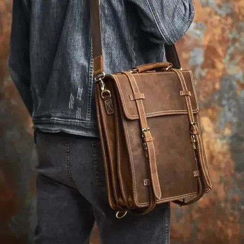 Genuine Leather 2 In 1 Vintage Leather Backpack Size ONE SIZE - 1 Thumbnail
