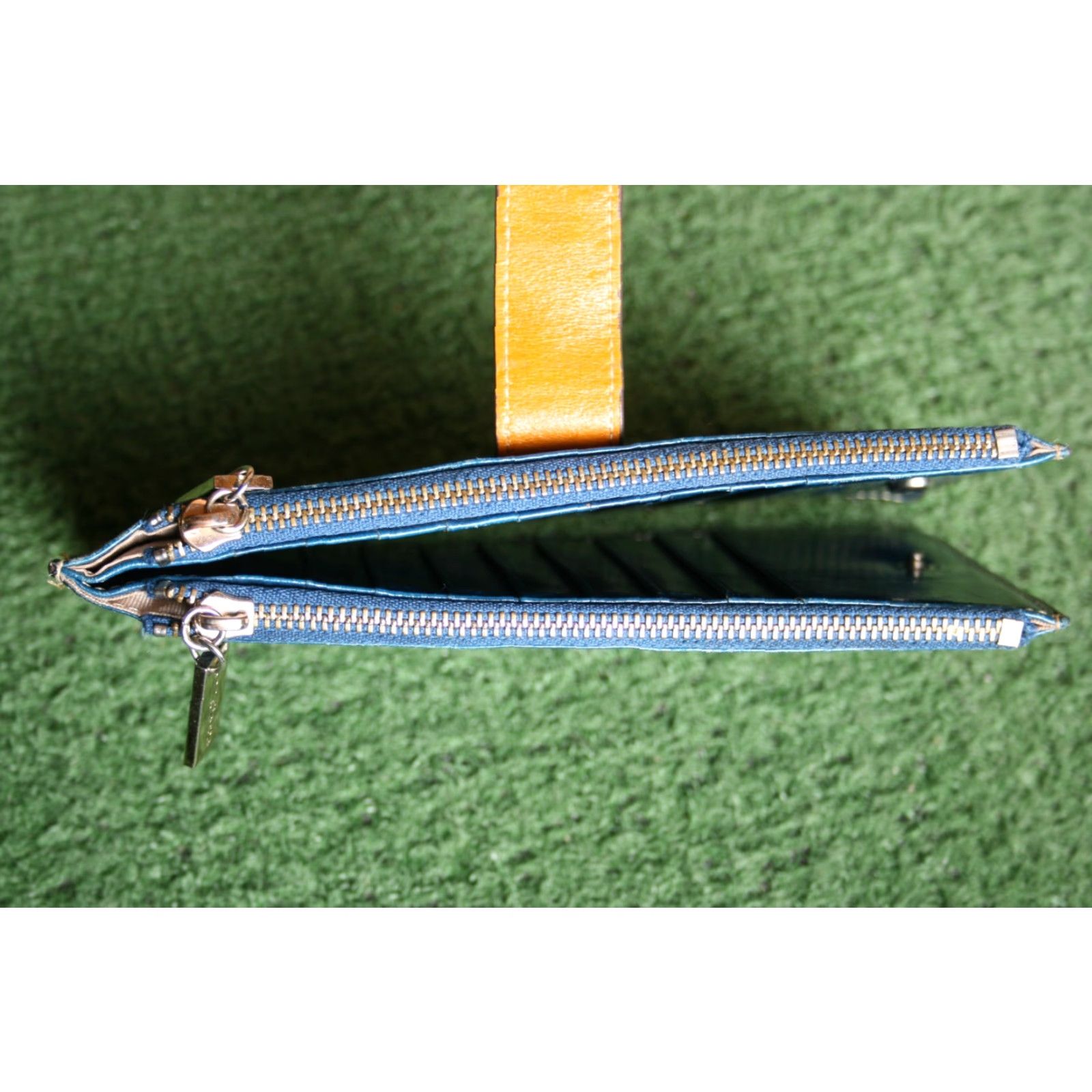 Doublet BORGASETS Blue Leather Double Zipper Compartment 18 Slot Credit Card Holder Wallet Pouch Bag Women Size ONE SIZE - 5 Thumbnail