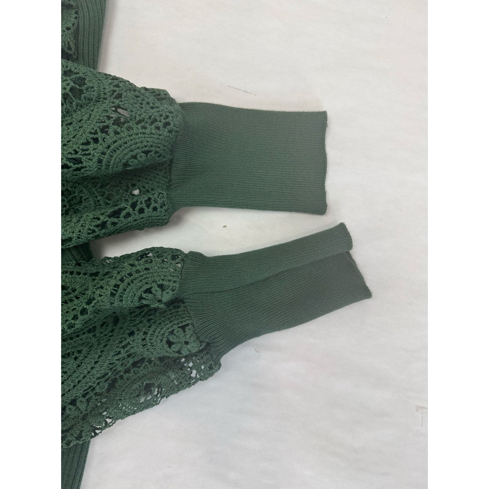Other Eyelet Lace Sweater Puff Sleeve Green Cato Medium Size M / US 6-8 / IT 42-44 - 5 Thumbnail