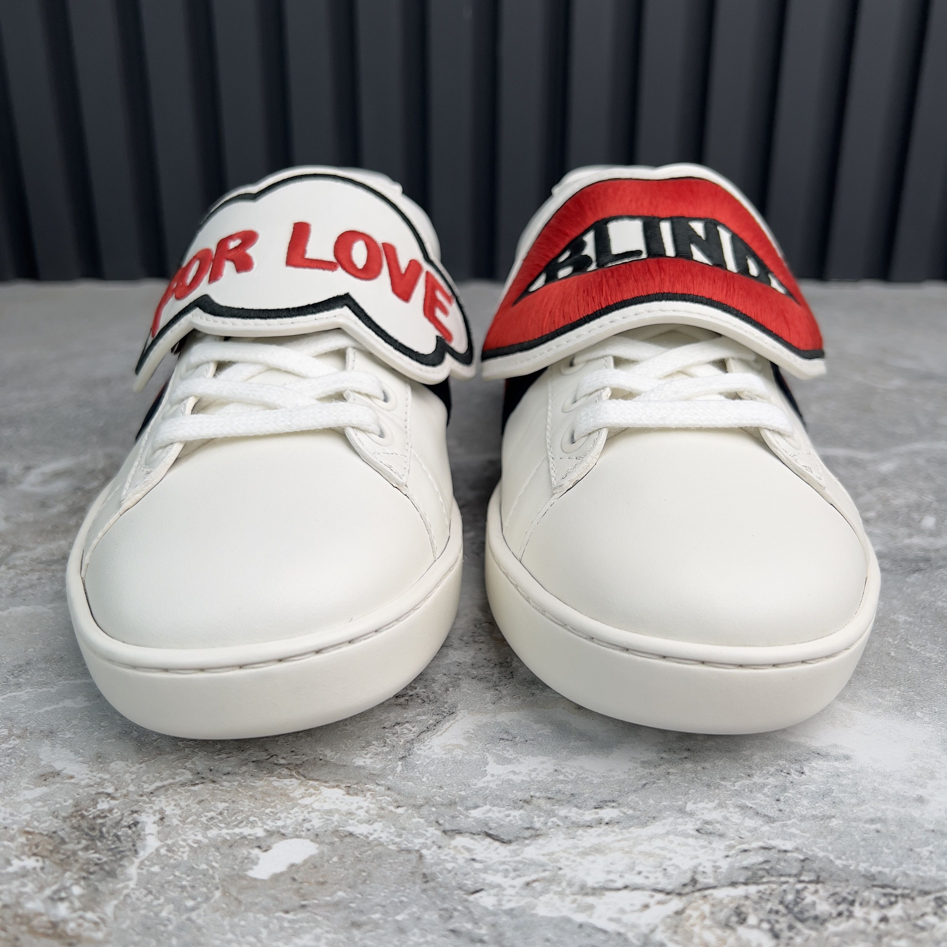 Gucci Gucci Ace Sneakers Blind For Love Patch Web Leather Size US 8 / IT 38 - 9 Thumbnail