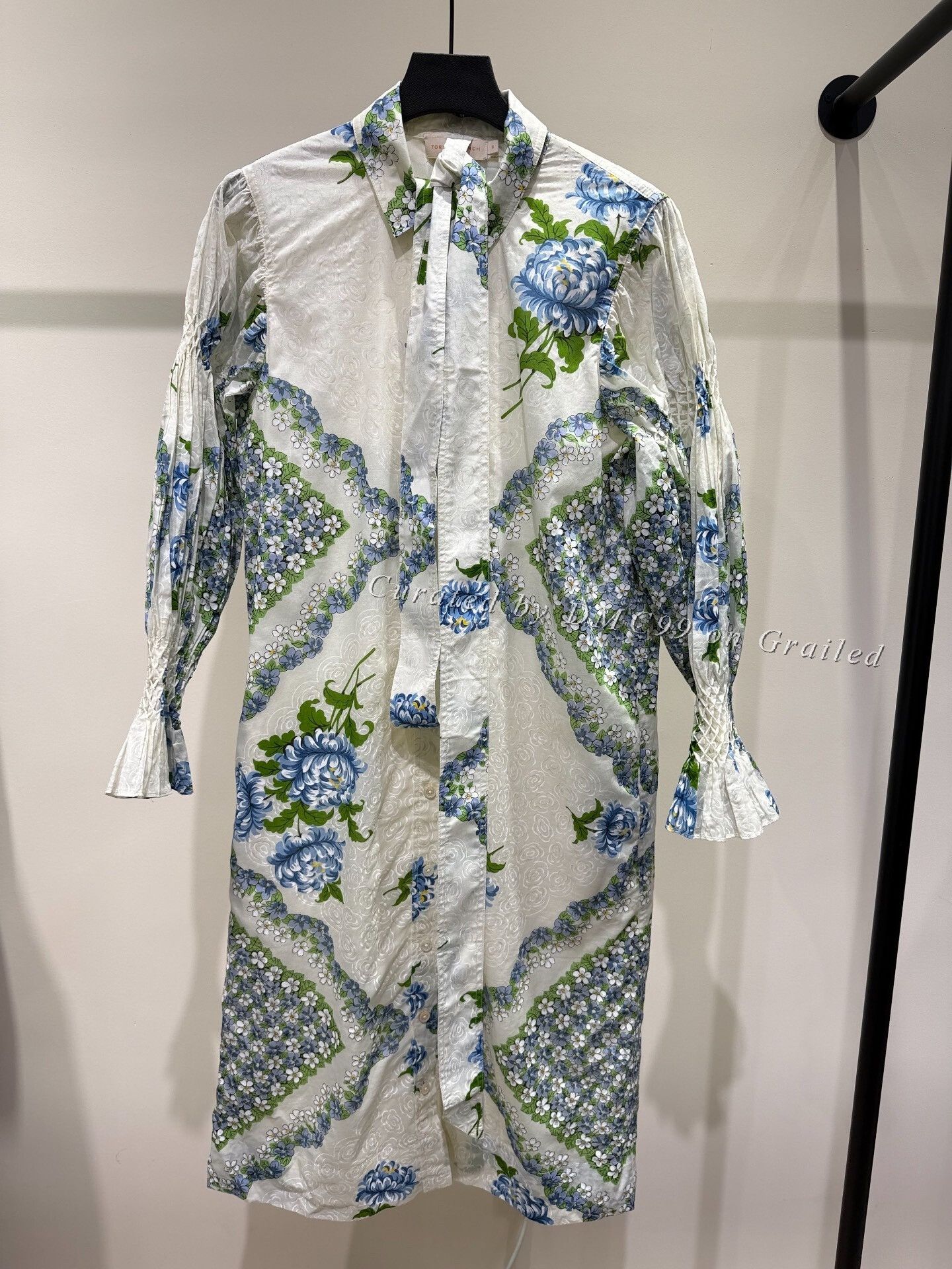 Tory Burch Floral Cotton Long Sleeve Dress in White, Women's