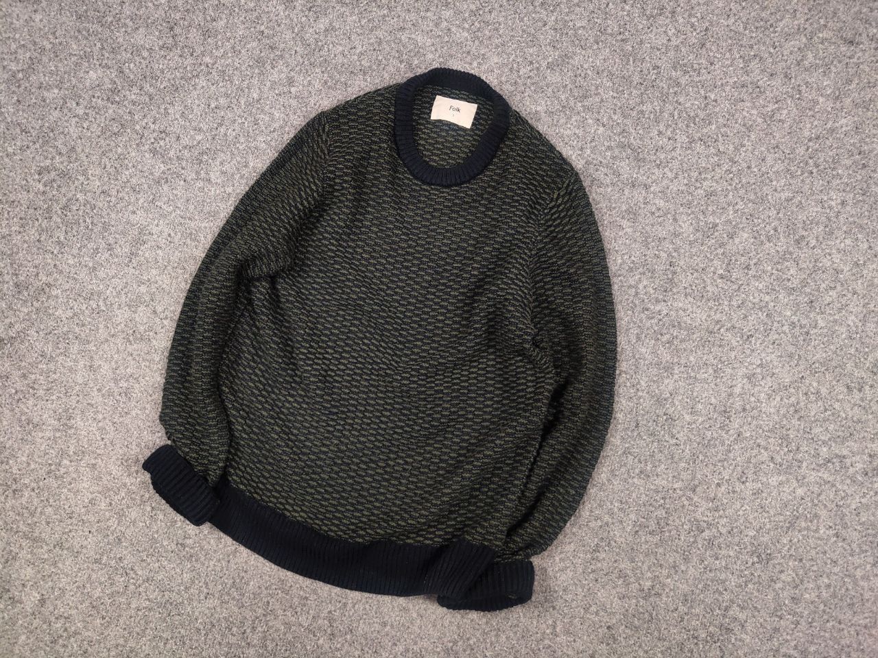 Folk Folk Design Dark Green Black Blend Knit Sweater Vintage Size US S / EU 44-46 / 1 - 3 Thumbnail