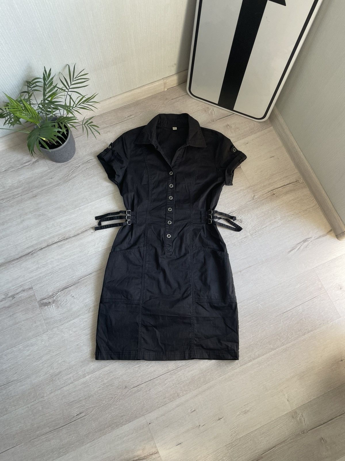 Seditionaries Vintage Y2k Abstract Mini Dress With Straps 2000s Cargo Punk Size M / US 6-8 / IT 42-44 - 3 Thumbnail