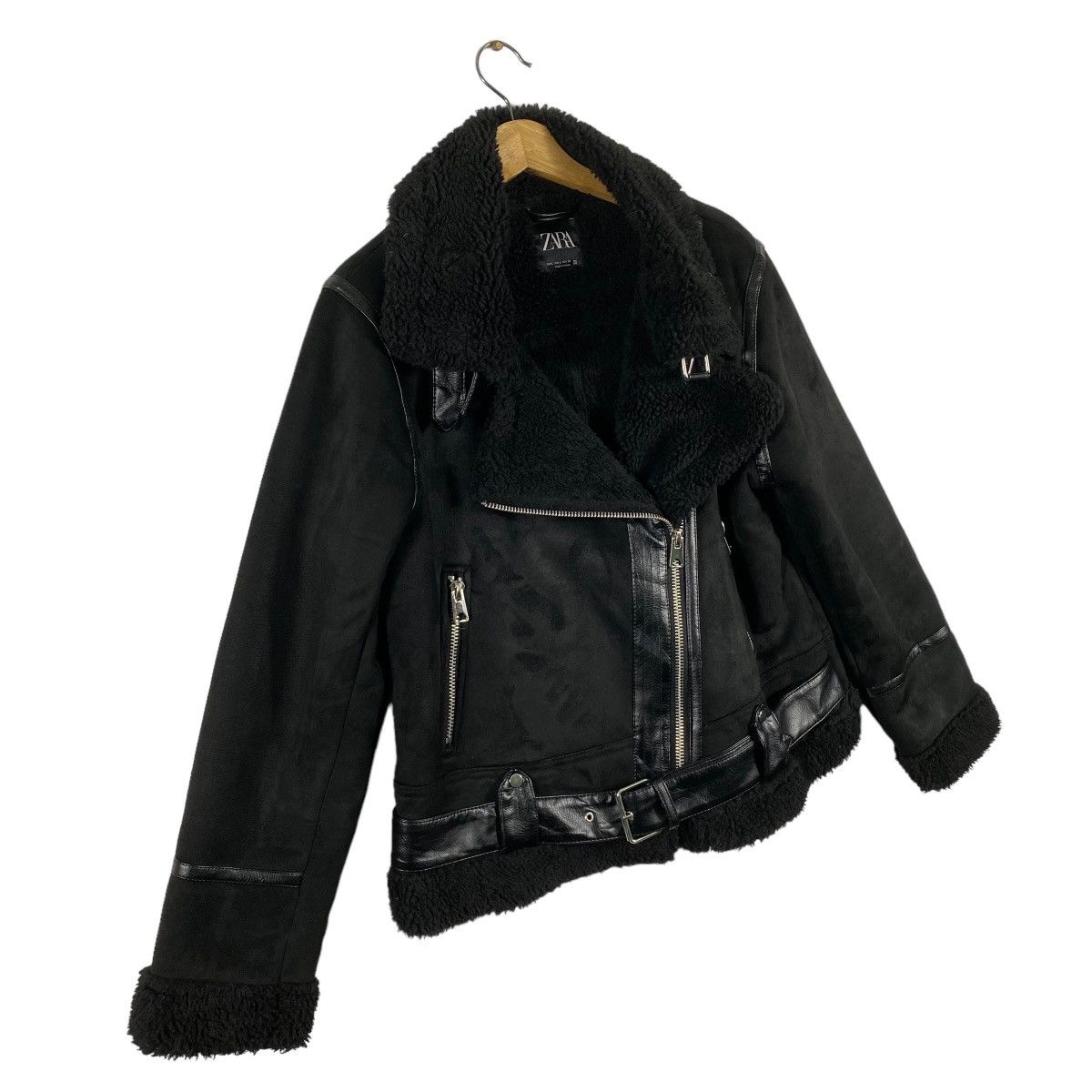 Zara Zara Black Faux Suede Jacket Size L / US 10 / IT 46 - 3 Thumbnail