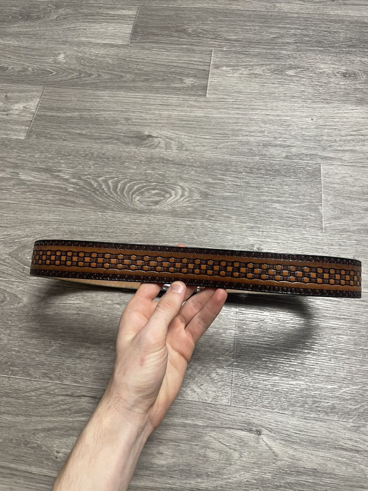 Genuine Leather Vintage Western Style Taurus Real Leather Brown Belt Size ONE SIZE - 8 Thumbnail