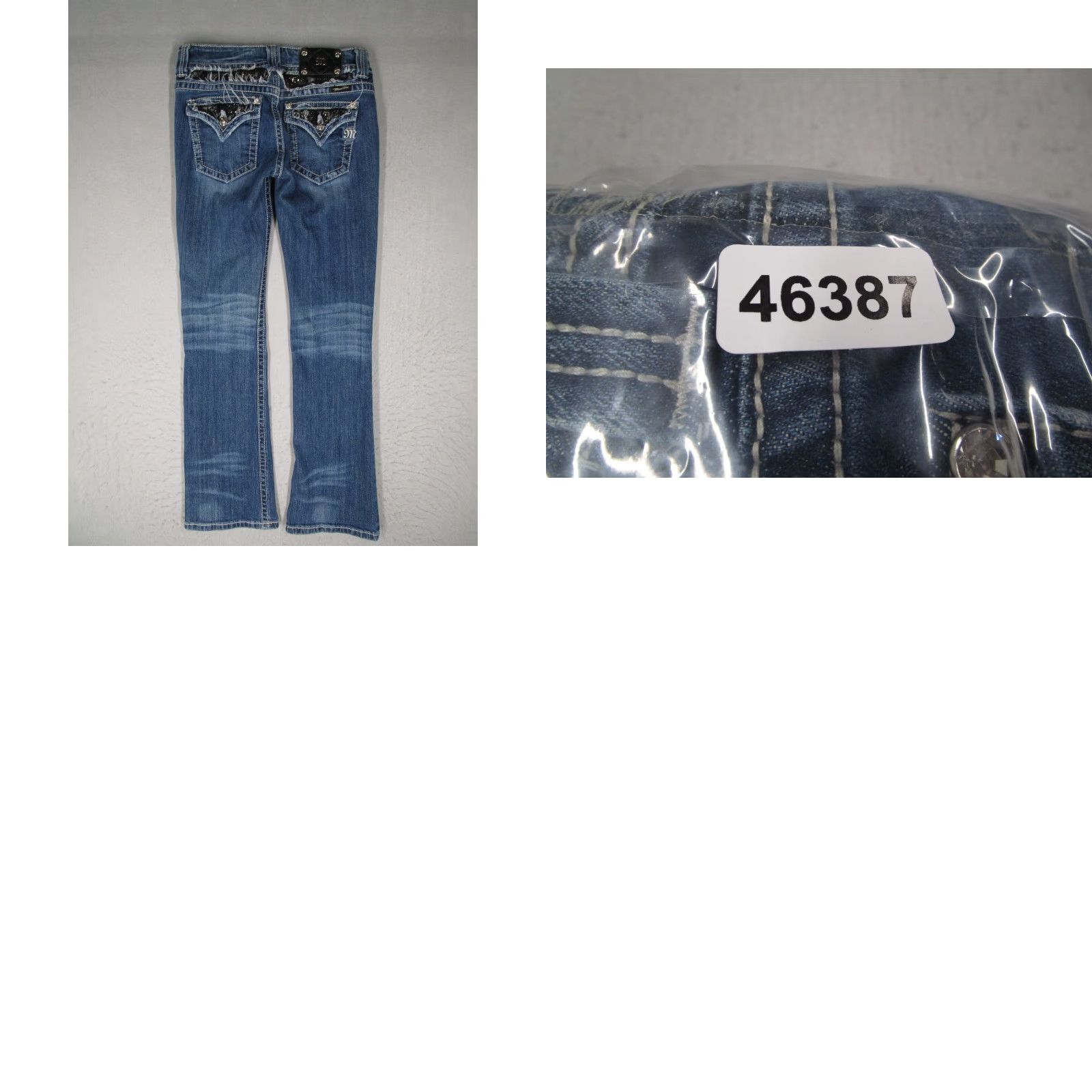 Miss Me Jeans Women Blue Low Rise Bootcut 29 Regular 29x32 Denim Rhinestone Pockets JP5002-2 Bedazzled 5-Pocket Cowboy Retro Vintage