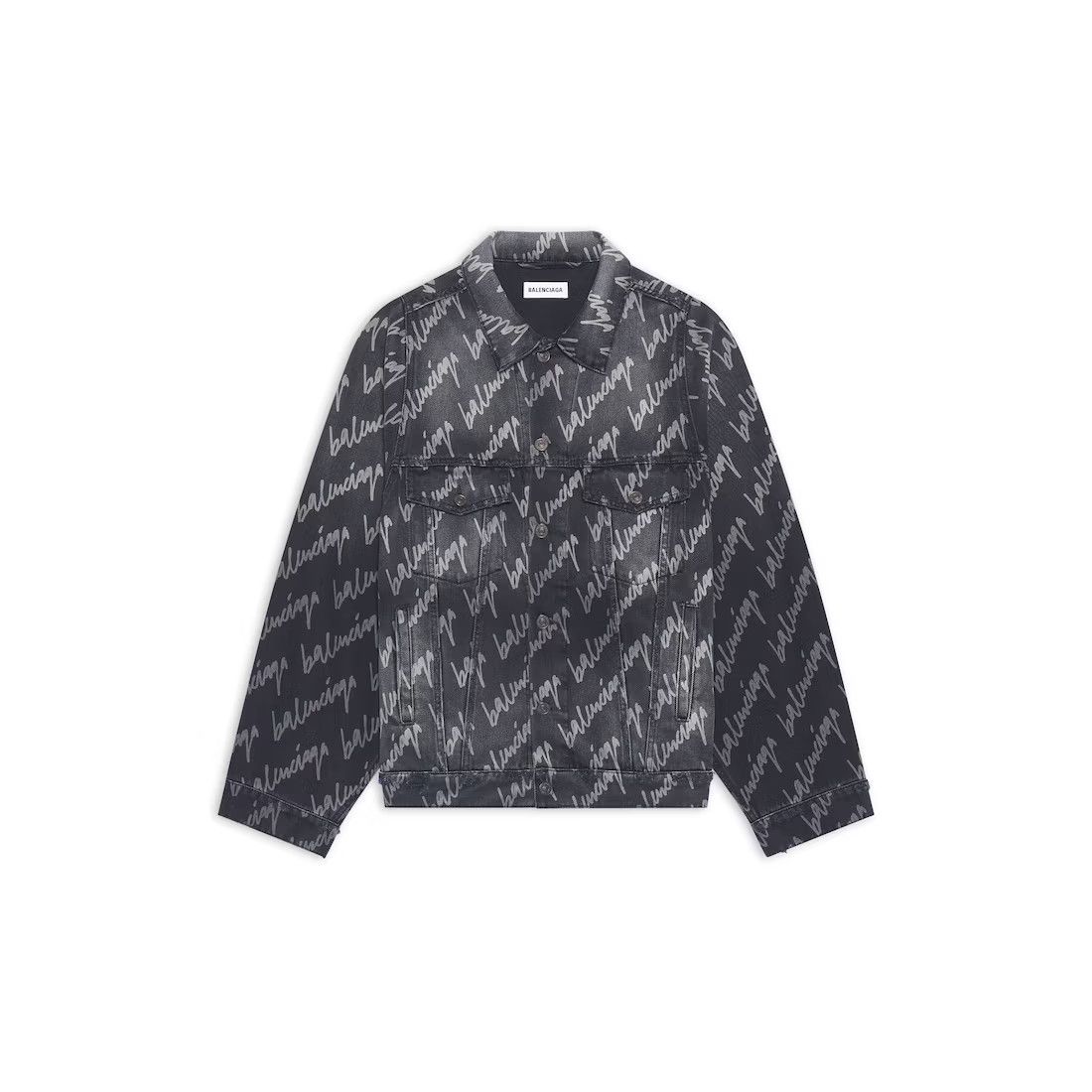 Balenciaga oc11z0125 Allover Logo Bell Sleeve Jacket in Black Size S / US 4 / IT 40 - 1 Thumbnail