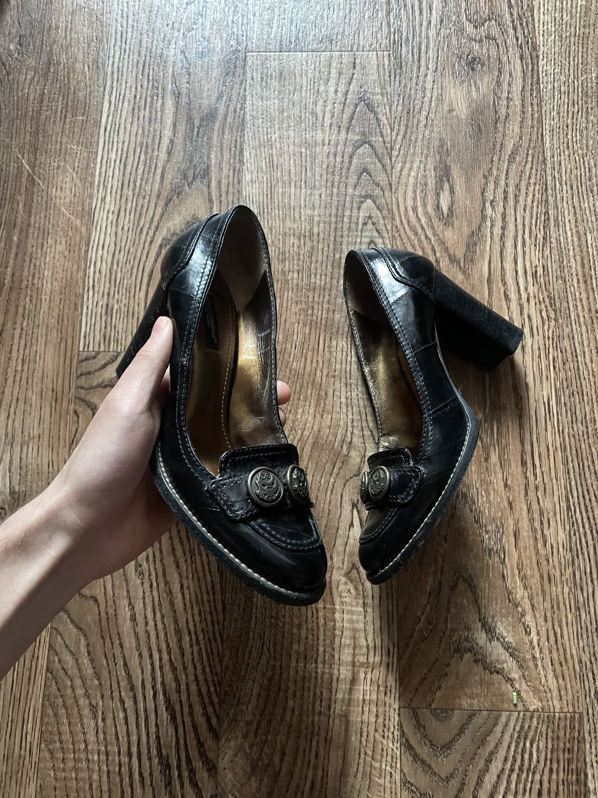 Dolce & Gabbana Dolce Gabbana Black Leather Platform Heels Size:36 Size US 6 / IT 36 - 1 Thumbnail