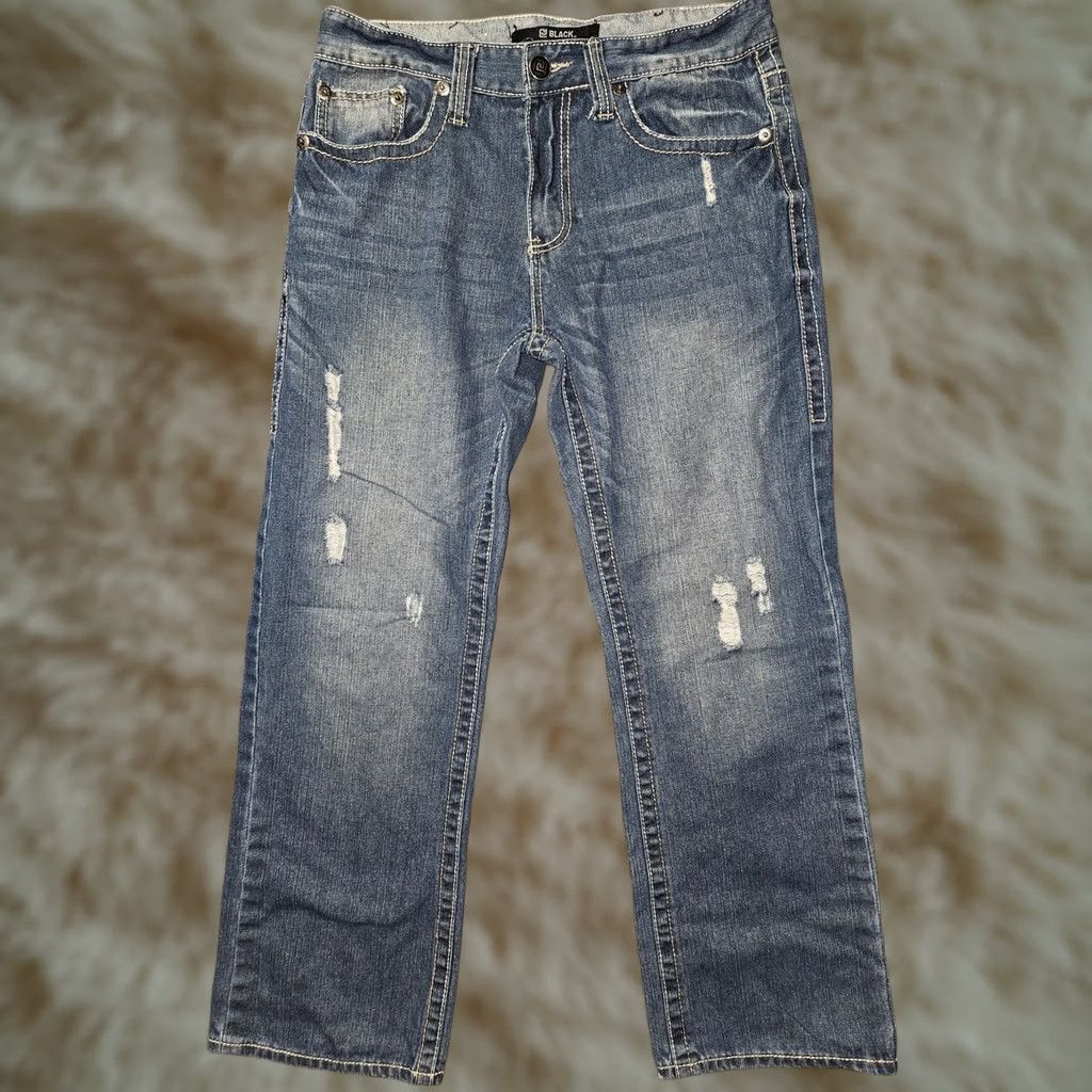 Vintage BLACK. Jeans Mens 32x30 Blue Distressed Straight Leg 100% Cotton Mid Rise Size US 32 / EU 48 - 1 Thumbnail
