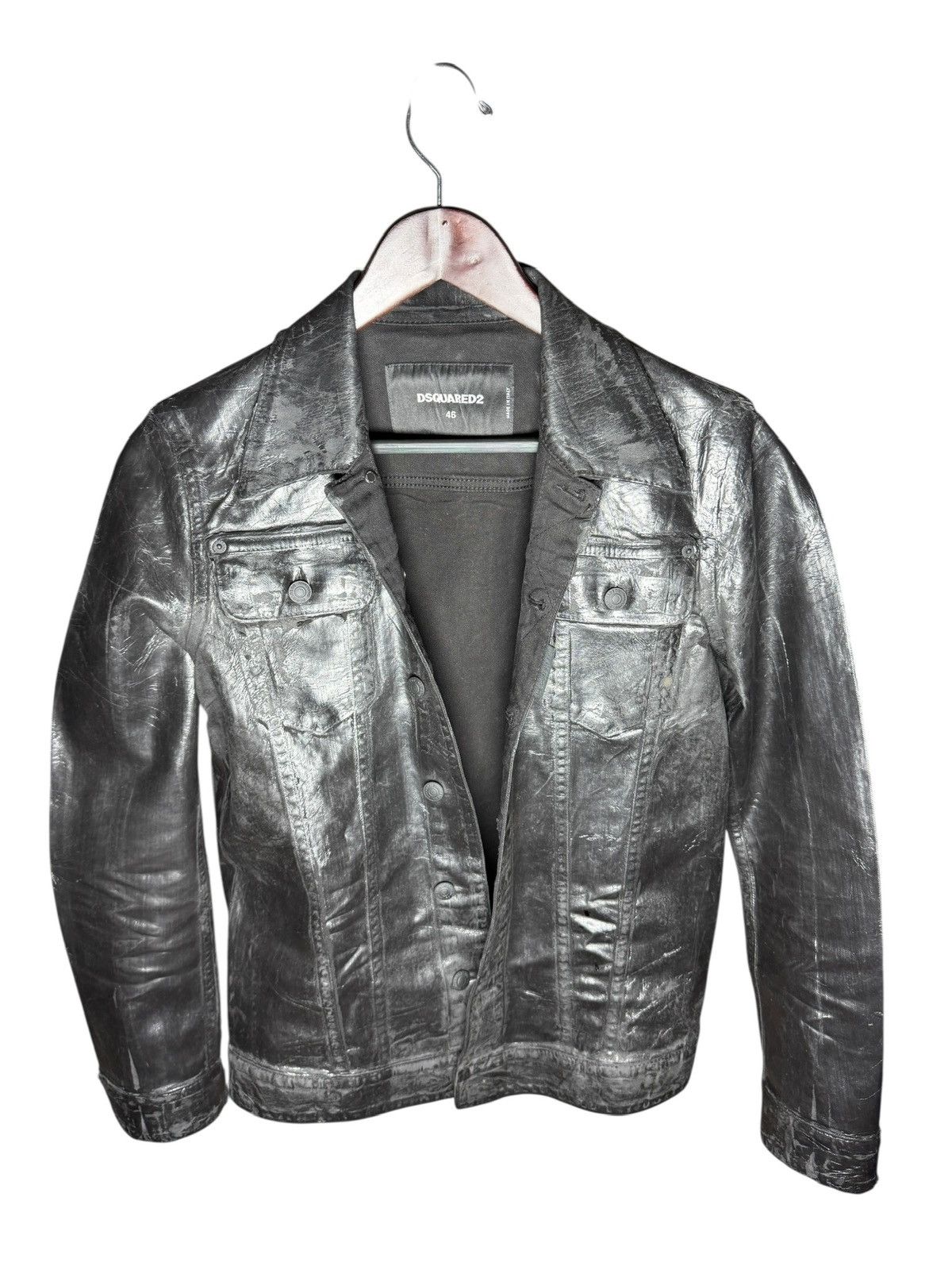 Dsquared2 Coated Denim Jacket Black Wax Finish