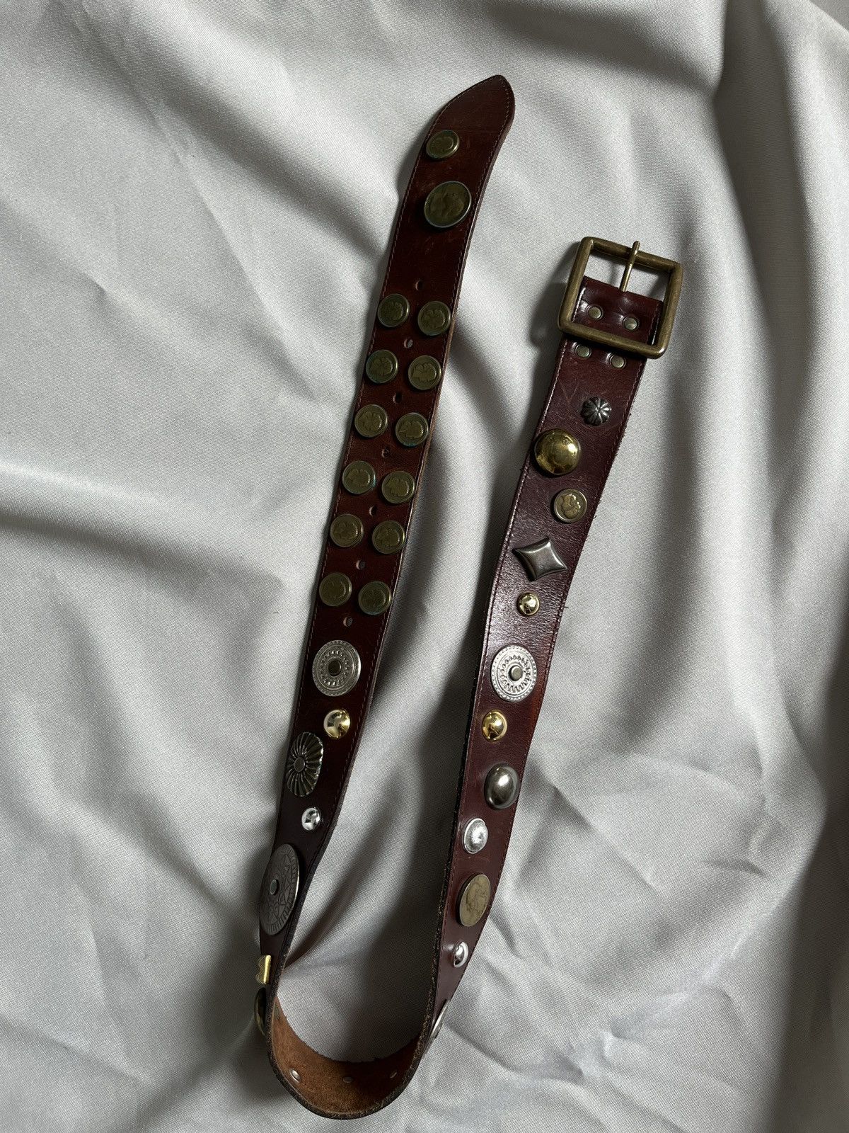 Cowboy Equipment Avant Garde Coins and Badges Leather Belt Size ONE SIZE - 14 Thumbnail
