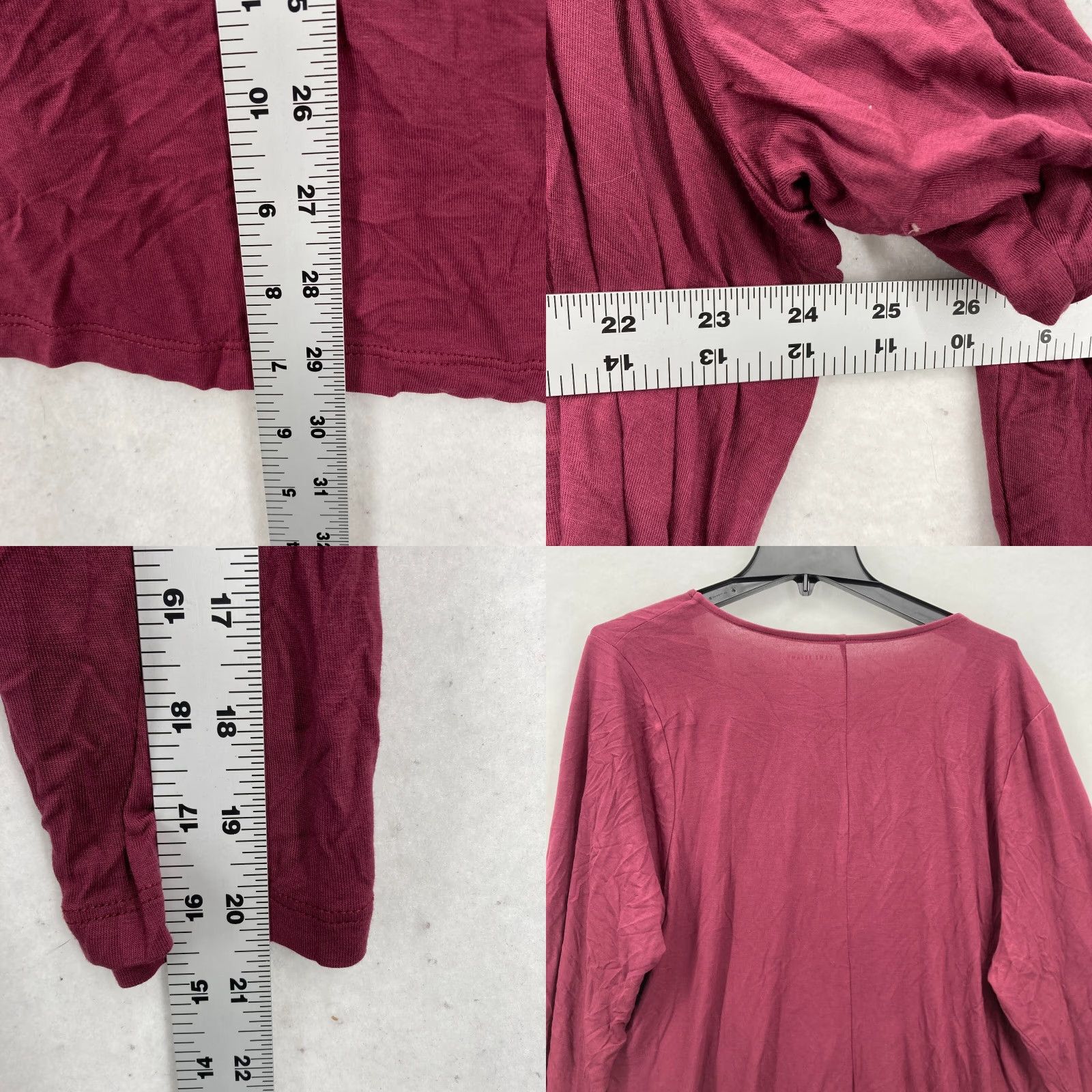 Vintage Lane Bryant Wrap Top Blouse Women's Plus 22/24 Red 3/4 Sleeve Scoop Neck Stretch Casual Career Size 3XL / US 20-22 - 8 Thumbnail