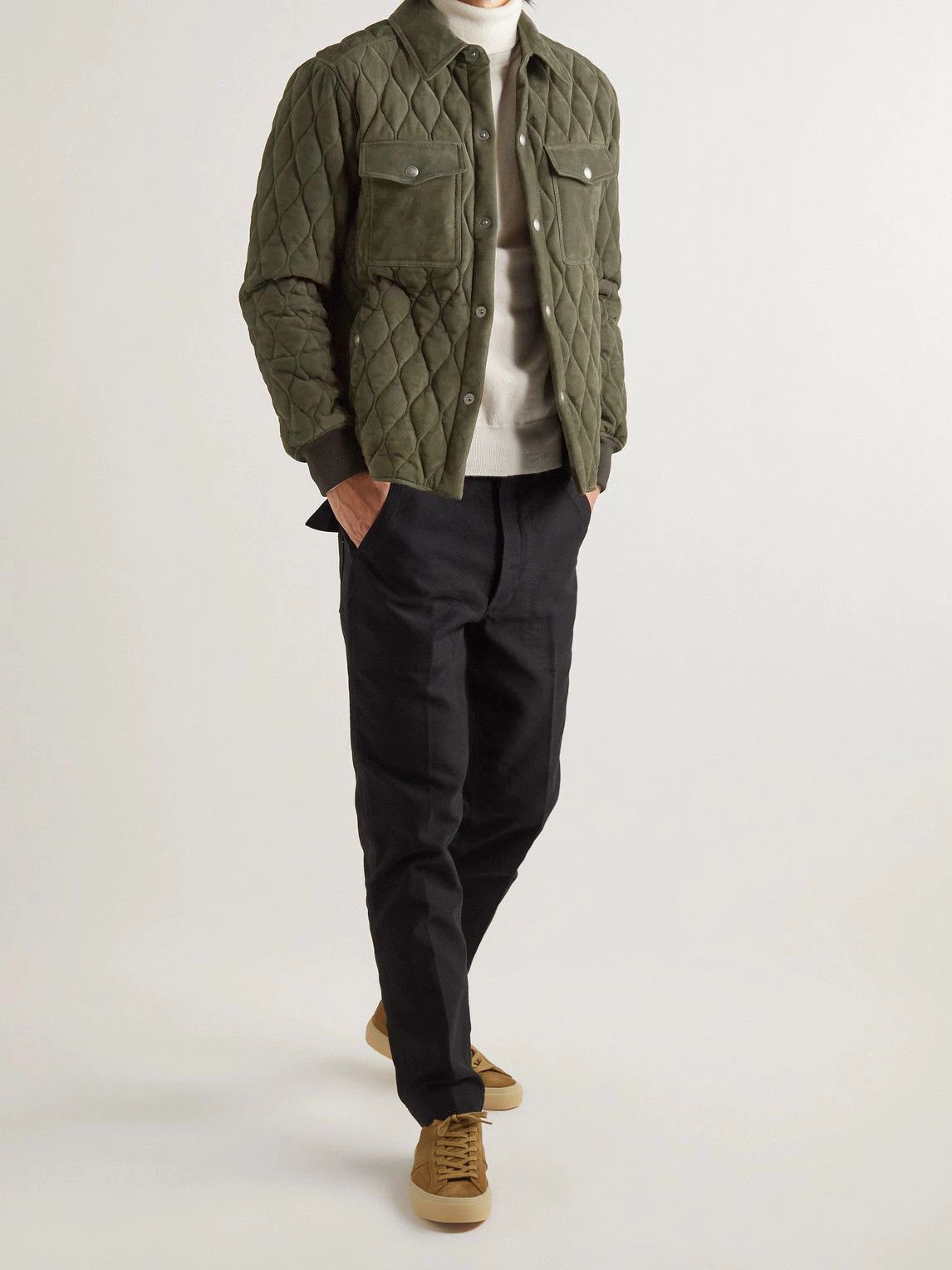 Tom Ford o1loc1c0724 TFL842 Leather Jacket in Dark Olive Size US M / EU 48-50 / 2 - 4 Thumbnail