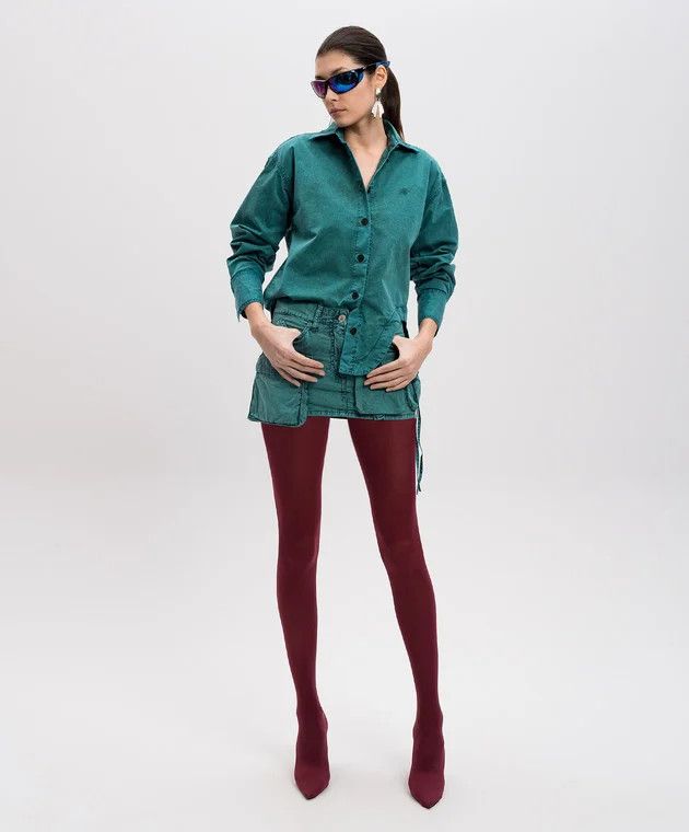 The Attico o1mle0426 Button Shirt in Green Size XS / US 0-2 / IT 36-38 - 2 Thumbnail