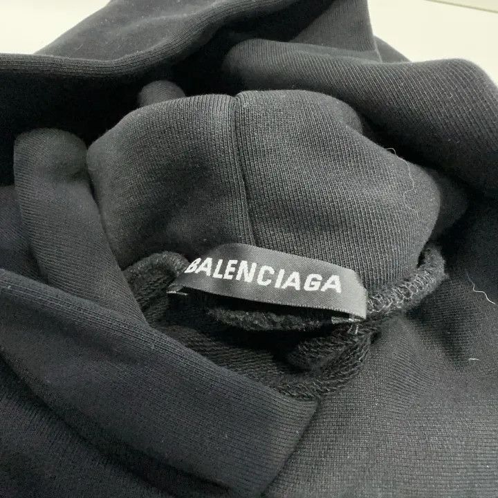 Balenciaga Balenciaga Black Hooded Sweatshirt with Logo Print 0079-250 Size US XXS / EU 40 - 5 Thumbnail