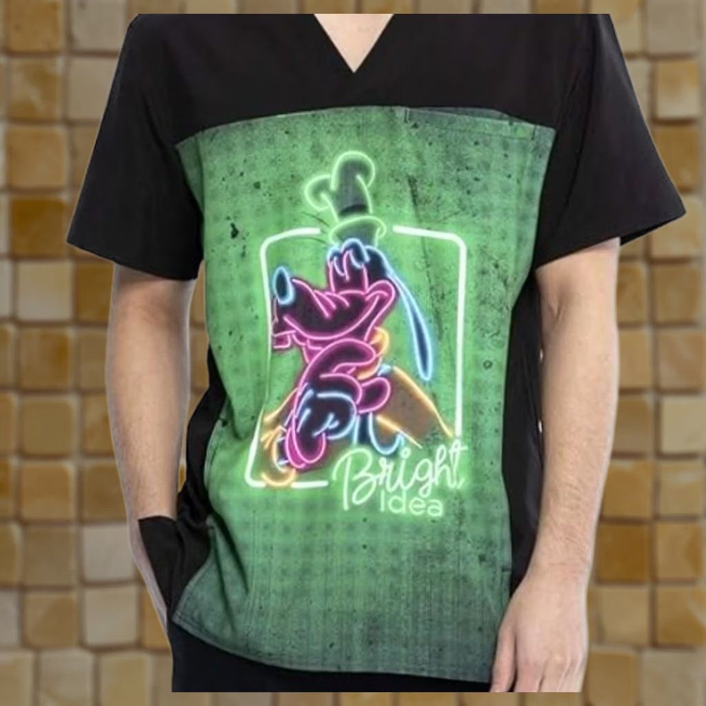 IDEA Goofy Tooniforms Neon Bright Ideas Scrub Top V-Neck Size M Mens Scrub Top Neon Goofy Tooniforms Scrub Top M Mens Brigh t Ideas Size US M / EU 48-50 / 2 - 1 Preview