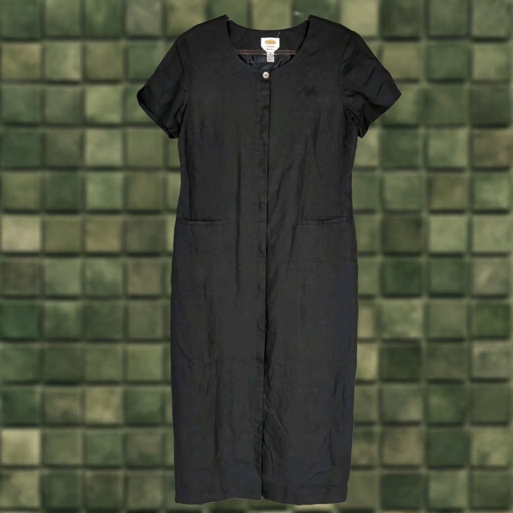 Talbots Vtg Talbots Maxi Dress Irish Linen Button Front Black Lagenlook Goth Short Sleeve Round Neck Tailored Casual Party/Cocktail Womens 16 Size XXL / US 16-18 / IT 52-54 - 1 Thumbnail