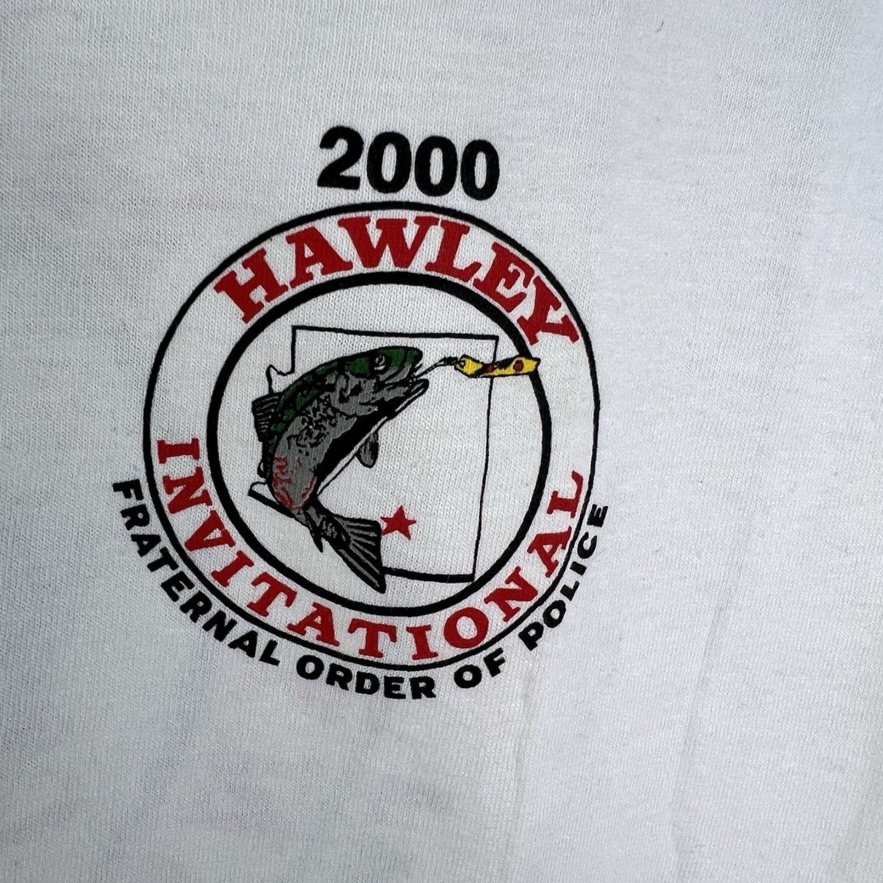 Vintage VINTAGE Police Fish T-Shirt Mens XL White 2000s Hawley Fishing Tournament Graphic Print Short Sleeve Size US XL / EU 56 / 4 - 3 Thumbnail