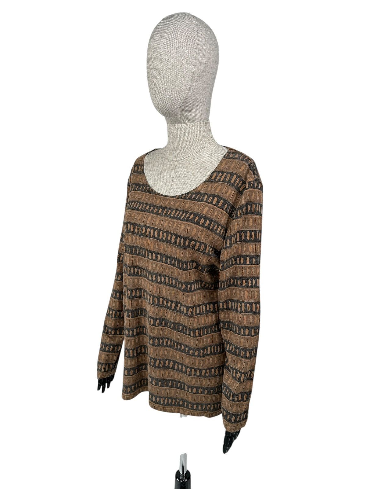 Gudrun Sjoden GUDRUN SJODEN Brown Striped Long Sleeve Blouse Top Size XL Size XL / US 12-14 / IT 48-50 - 2 Thumbnail