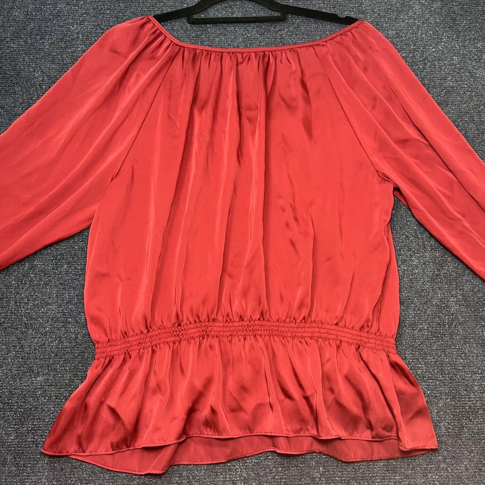 Vintage MICHAEL Michael Kors Blouse Womens XL Red Satin Ruffle Elastic Waist Long Sleeve Size XL / US 12-14 / IT 48-50 - 5 Thumbnail