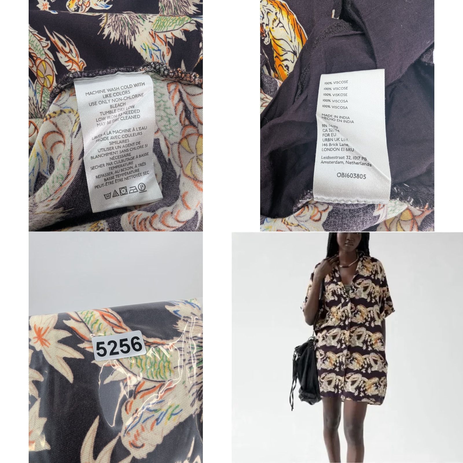 Urban Outfitters Urban Outfitters Dragon & Tiger Battle Print Button Shirt Dress Pockets Medium Shirt Mens M Multicolor Short Sleeve Button-Up Rayon Size 40R - 8 Thumbnail