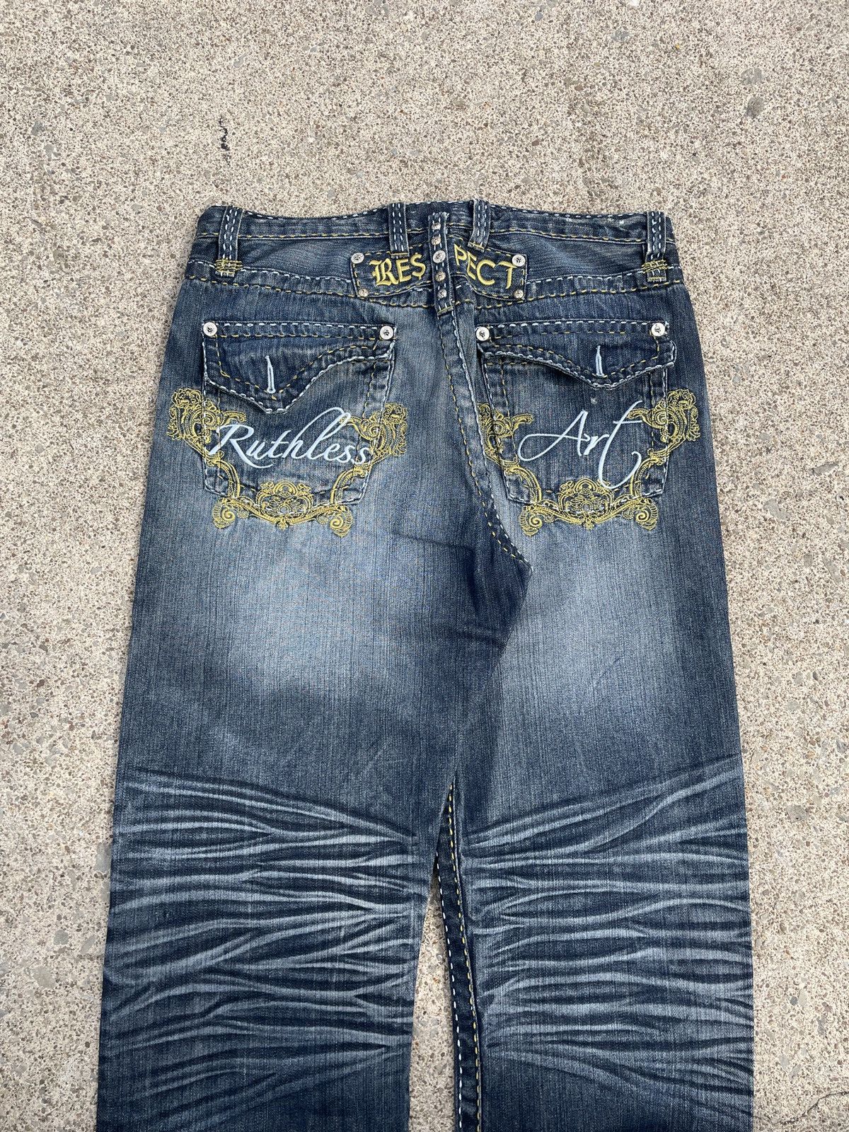 Other Ruthless Art Y2K Studded/Embroidered Jeans Size US 34 / EU 50 - 1 Thumbnail
