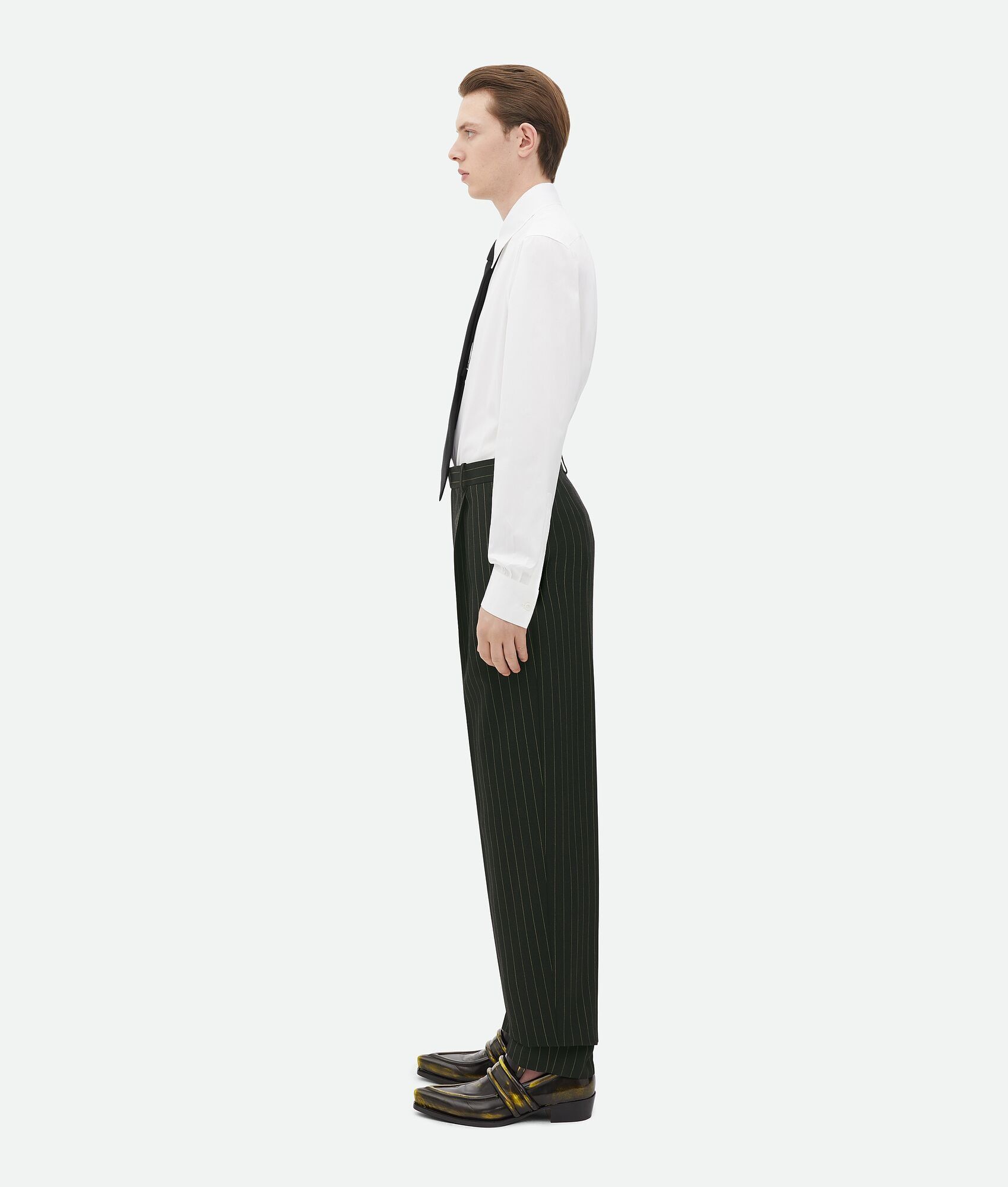 Bottega Veneta o1n1vont0125 Wool Pinstripe Straight Leg Pant in Camping Size US 30 / EU 46 - 2 Thumbnail