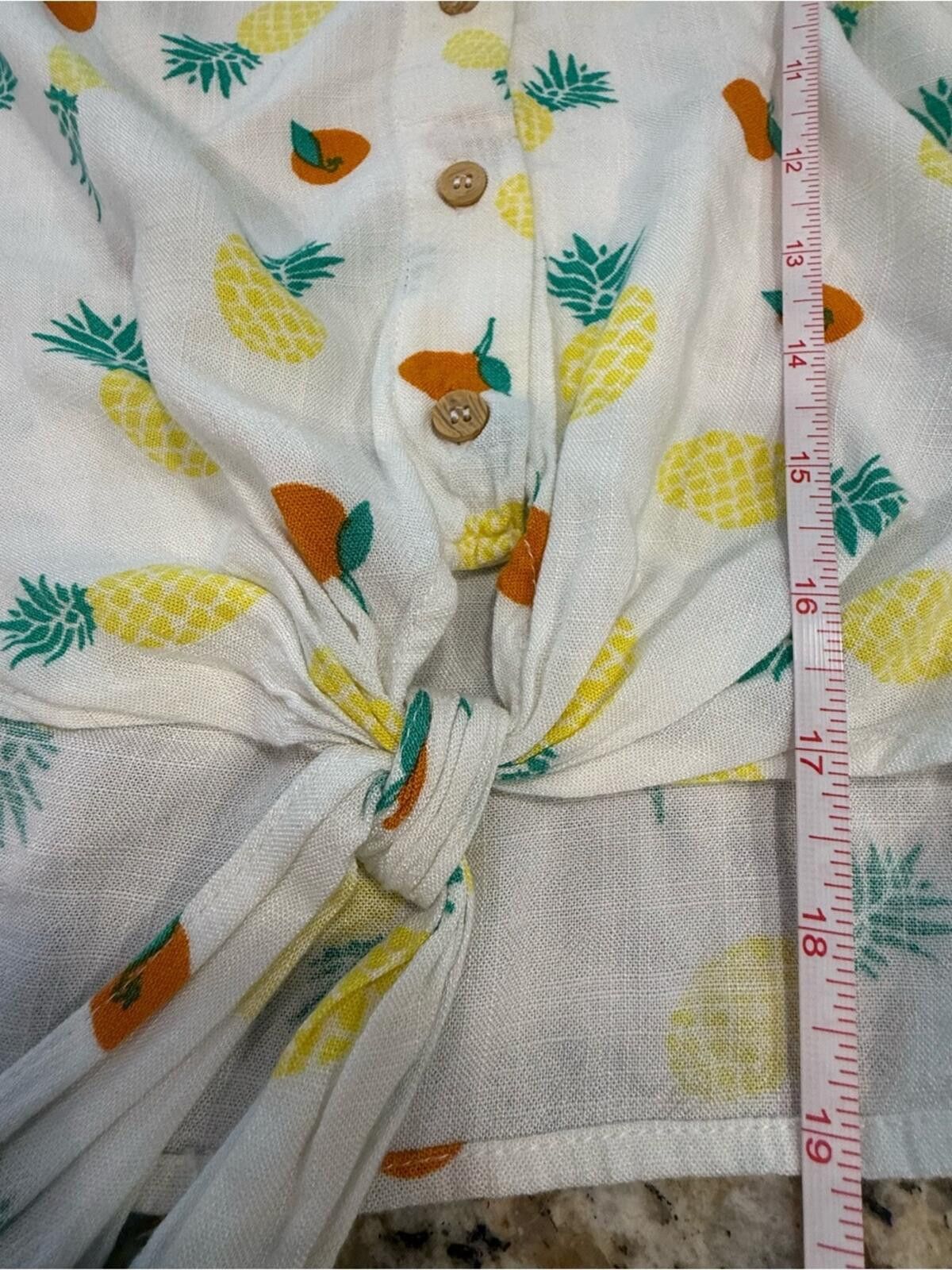 Luchiano Visconti Lush crop top pineapple orange novelty print wide sleeves M Size M / US 6-8 / IT 42-44 - 9 Thumbnail