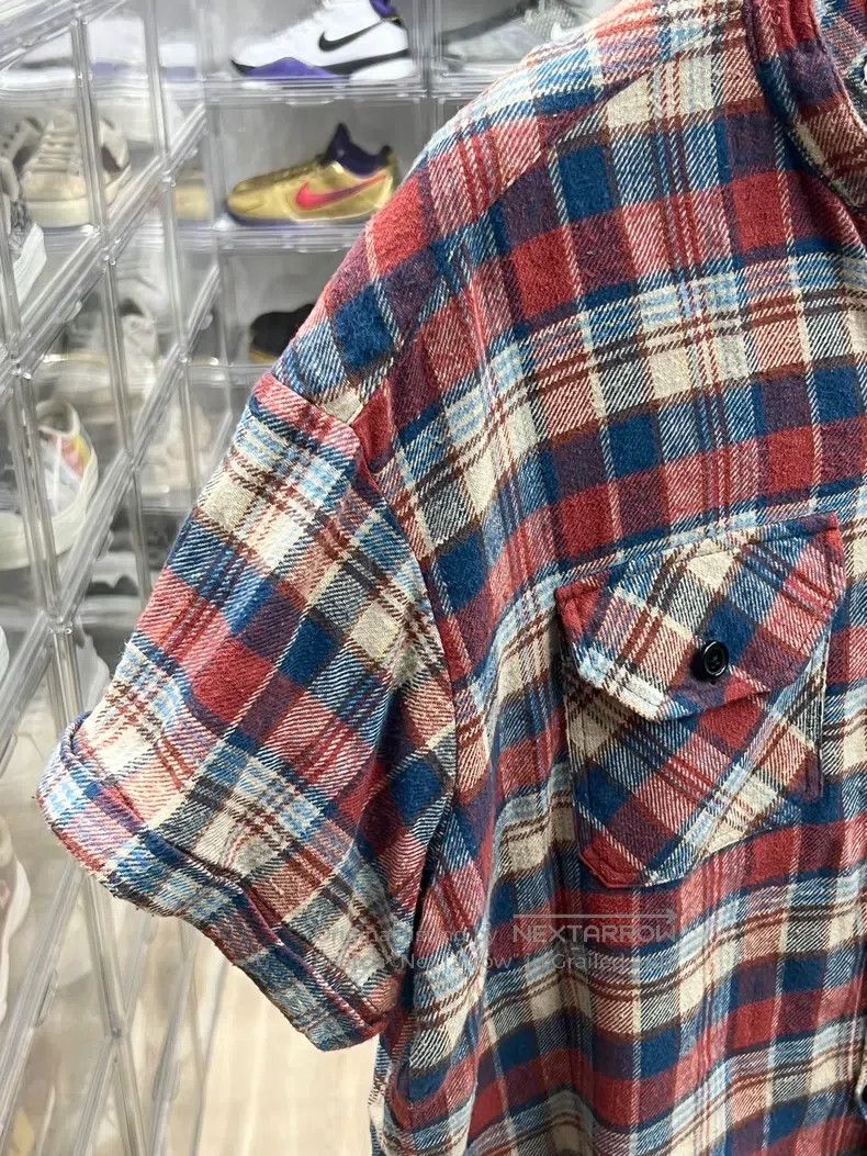 Greg Lauren Greg Lauren Retro Plaid Destroyed Short Sleeve Shirt Size US XL / EU 56 / 4 - 4 Thumbnail
