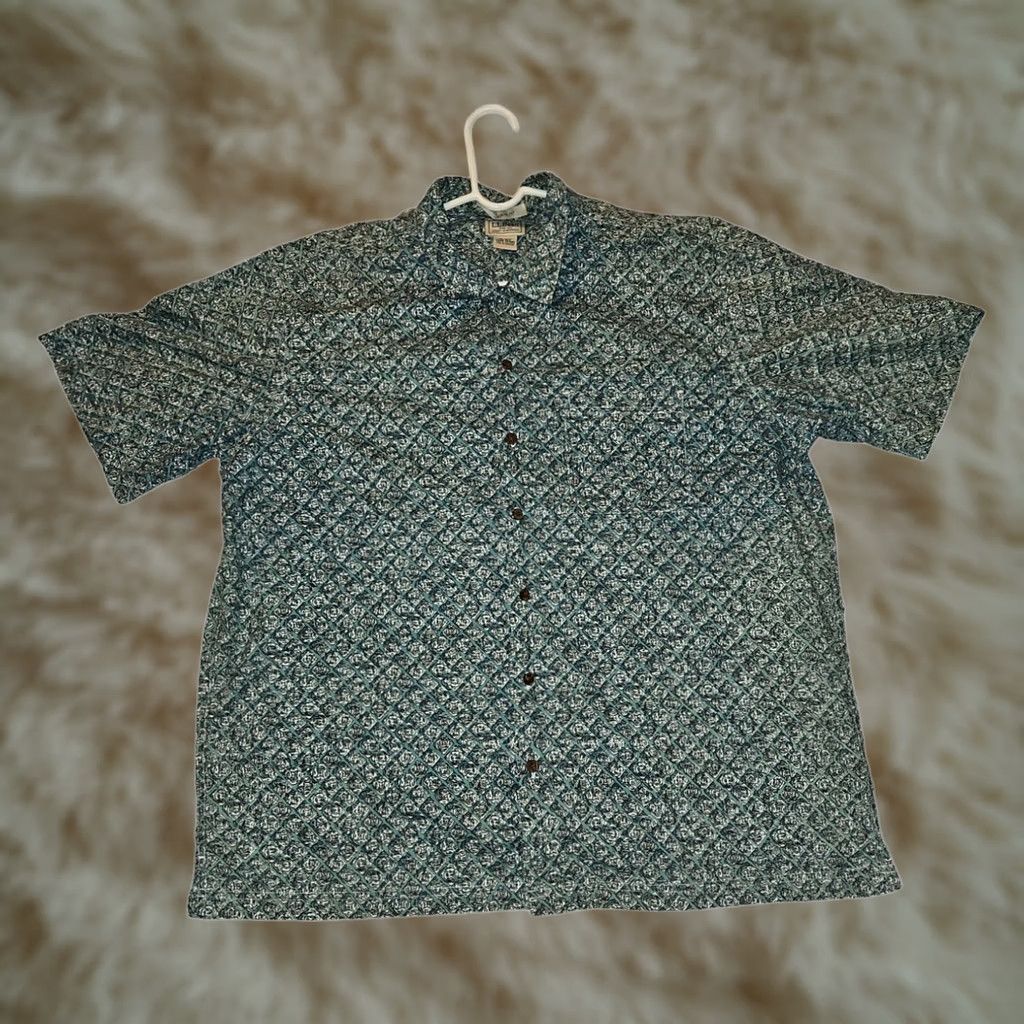 Vintage VINTAGE L.L. Bean Button Shirt Short Sleeve Men's XL Traditional Fit Green Outdoor Argyle Diamond Pattern Pocketed 90s Mens Size US XL / EU 56 / 4 - 1 Thumbnail
