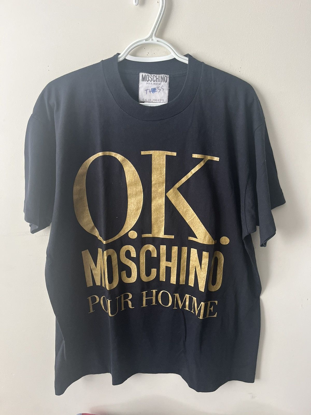 Moschino × Vintage 80s OK Moschino Pour Homme Promo T-shirt Size US L / EU 52-54 / 3 - 1 Thumbnail