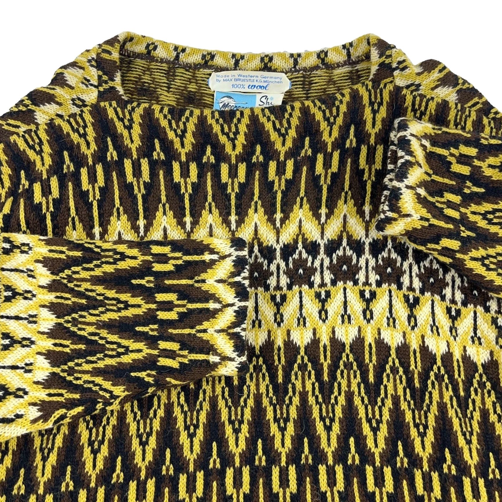 Vintage VINTAGE Meergans German Wool Sweater Men XL Yellow Geometric Pullover All Seasons Size US XL / EU 56 / 4 - 2 Thumbnail