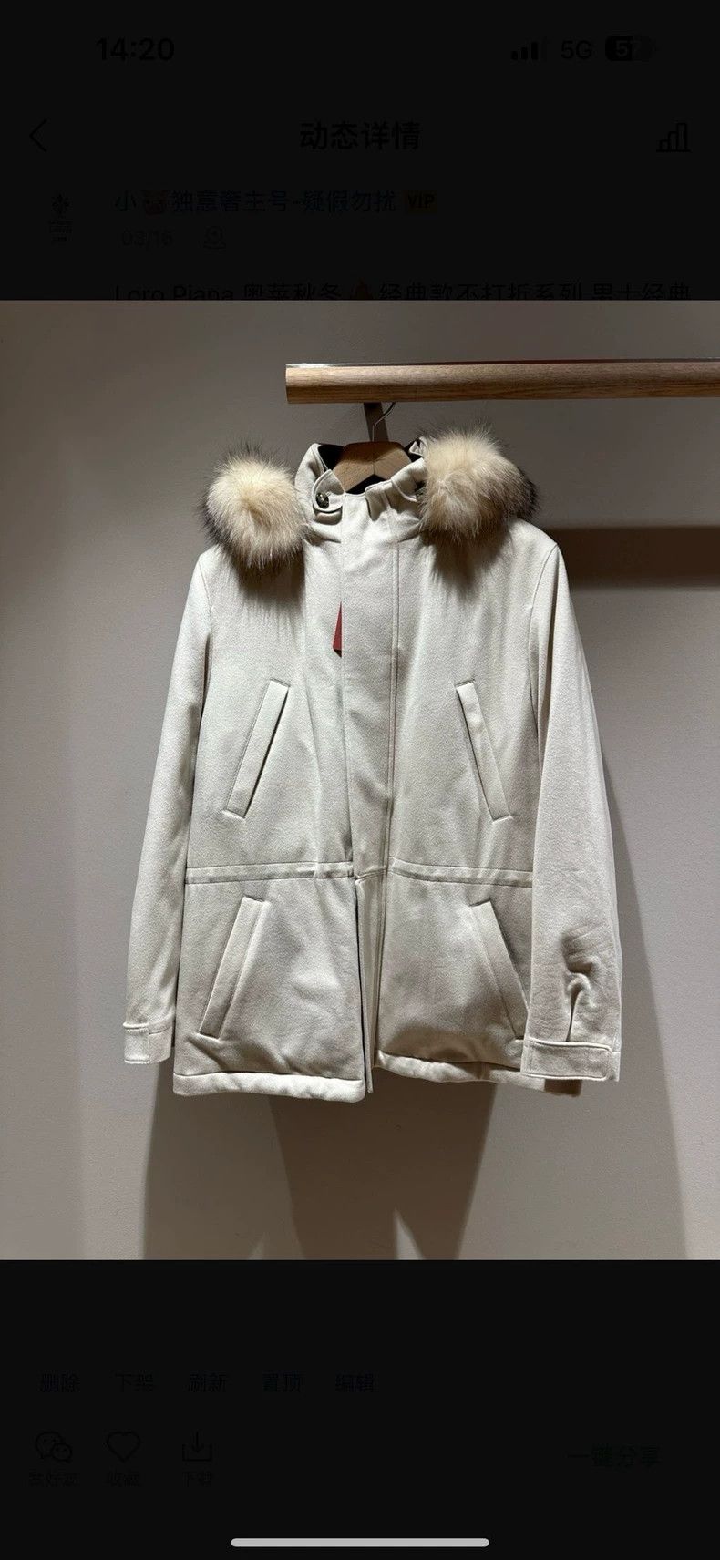 Loro Piana LORO PIANA Men's classic ICER jacket 100% cashmere with fo Size US M / EU 48-50 / 2 - 3 Thumbnail