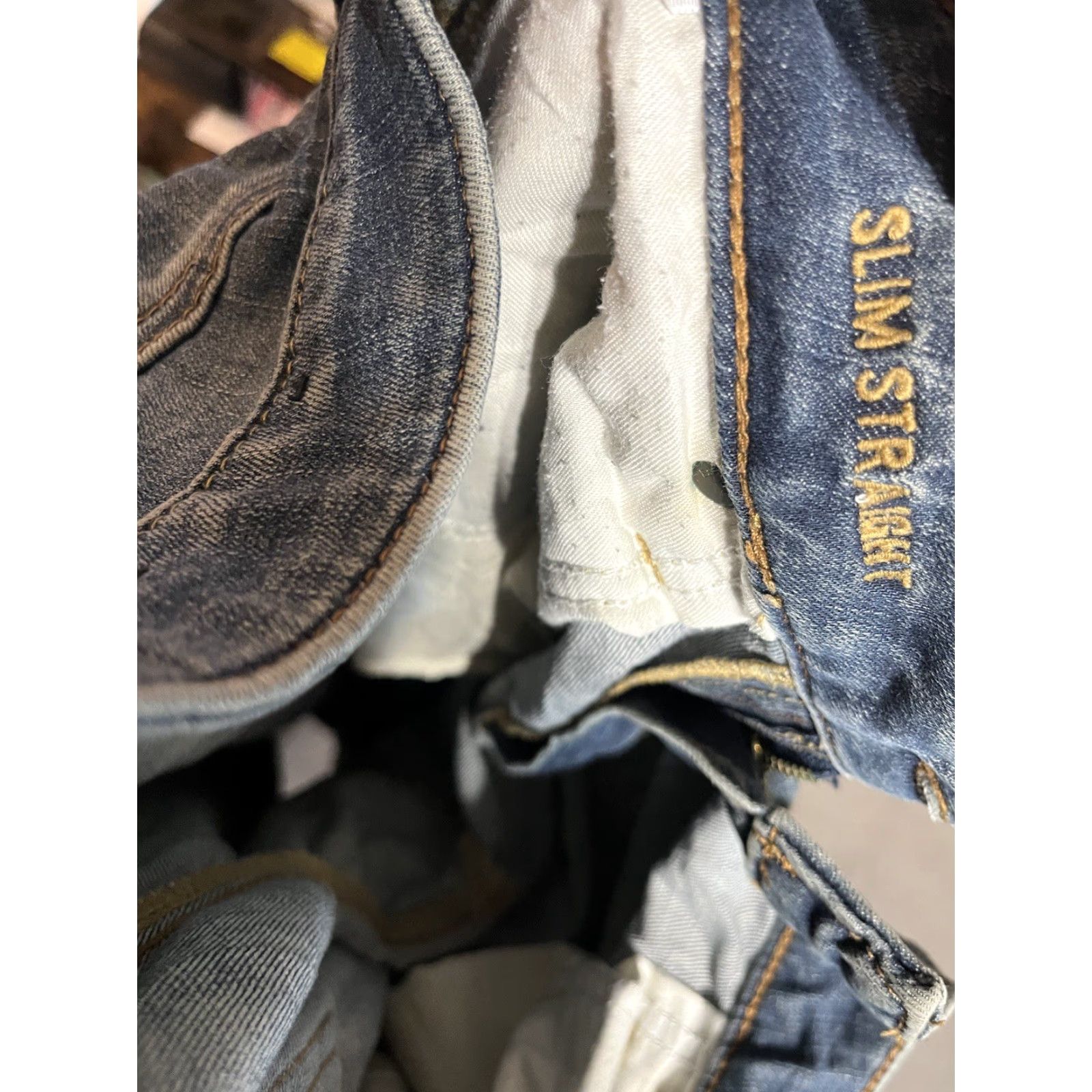 American Eagle Outfitters American Eagle Outfitters Jeans Mens Slim Straight 38x32 Blue Denim 360 Extreme Flex, 5-Pocket, Distressed, Stretch, Regular Size Size US 38 / EU 54 - 7 Thumbnail