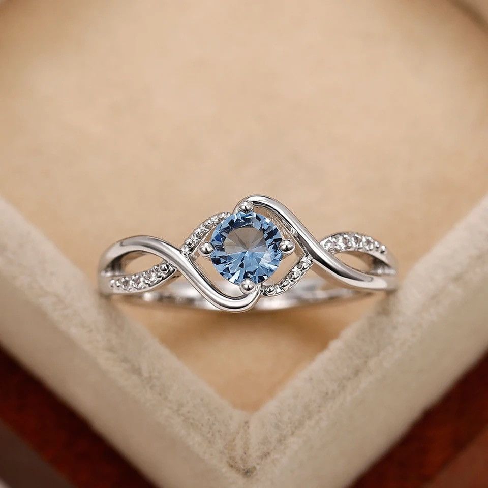 Designer × Jewelry Charming Blue Cubic Zirconia Ring Size ONE SIZE - 2 Thumbnail