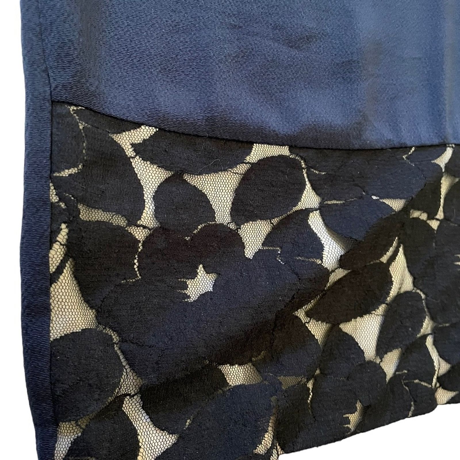 3.1 Phillip Lim 3.1 Phillip Lim Navy Blue Silk Lace Trim Shift Mini Dress Size S / US 4 / IT 40 - 8 Thumbnail
