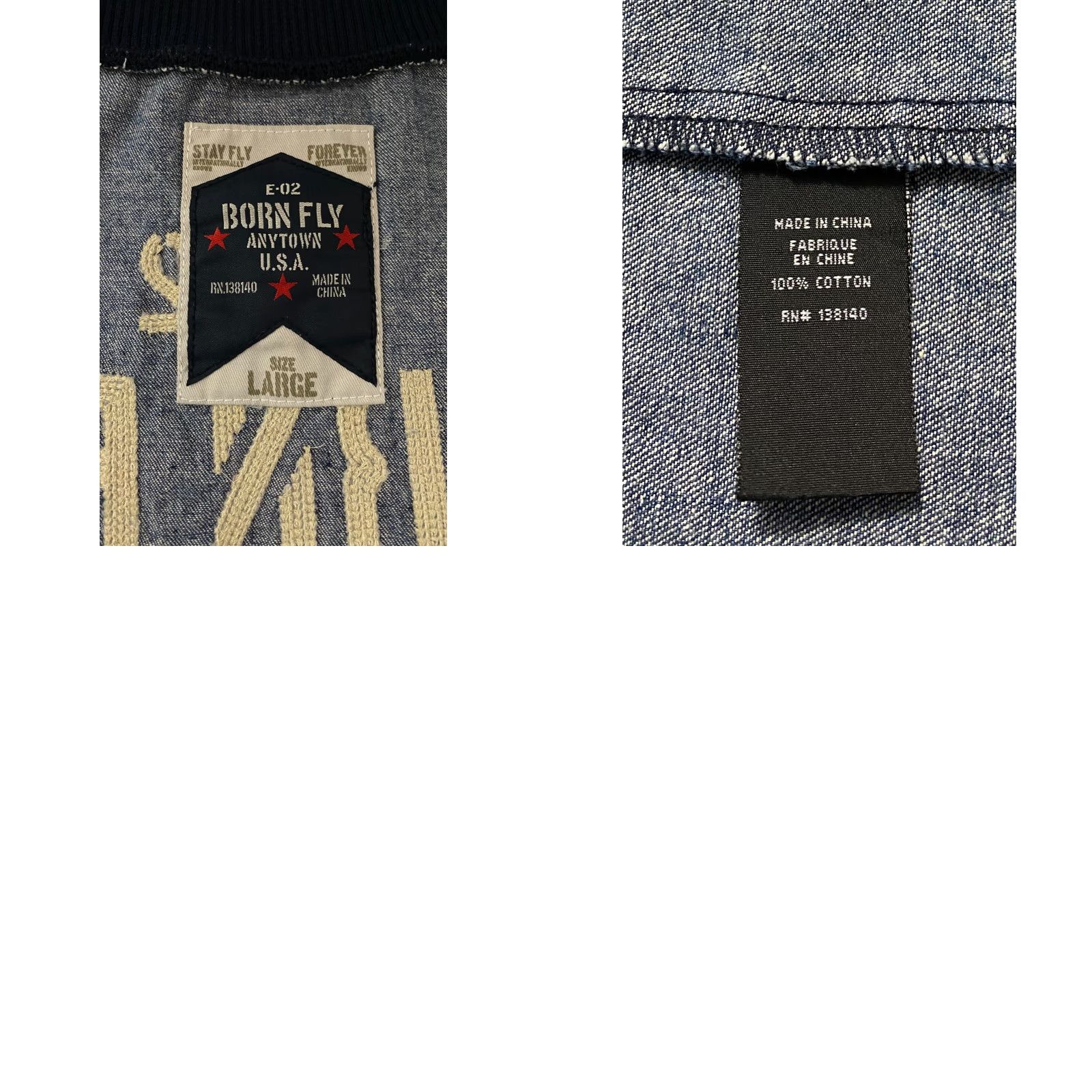 Born born fly Anytown USA Jeans Jacket L Full Zip Embroidered Denim Jacket Mens Blue Size L Outfit USA Theme Casual Workwear Size US 33 - 8 Thumbnail