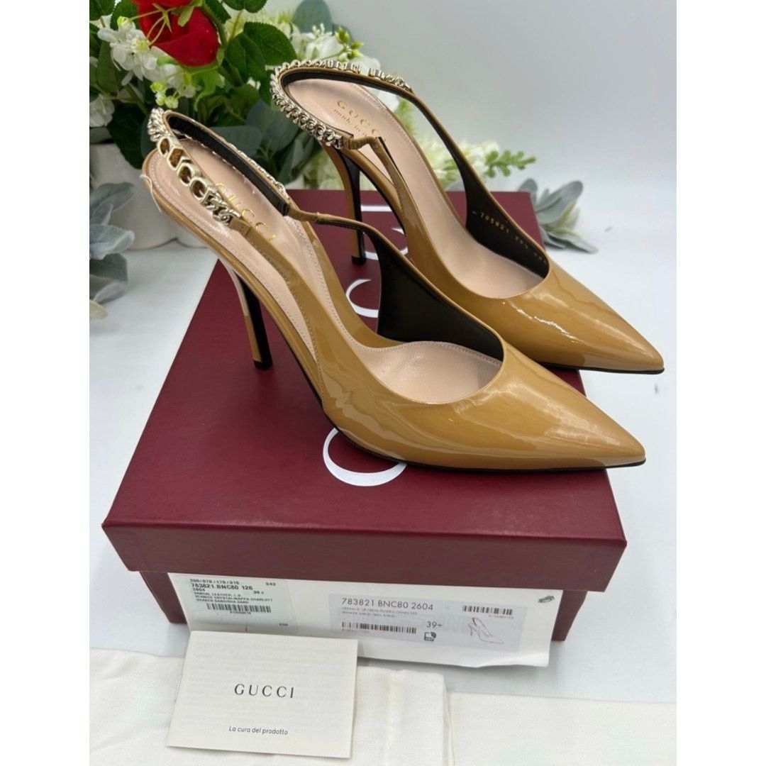 Gucci Gucci Signoria chain patent sling back pumps size 39.5 Size US 9.5 / IT 39.5 - 3 Thumbnail